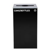 Square Recycling Bin – 29 Gallons - Black Can, Mixed Opening Lid, for Cans/Bottles