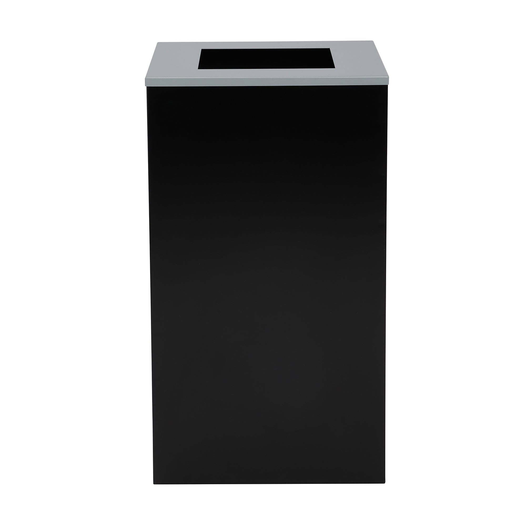 Square Recycling Bin – 29 Gallons - Black Can, Square Opening Lid