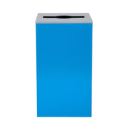 Square Recycling Bin – 29 Gallons - Blue Can, Mixed Opening Lid