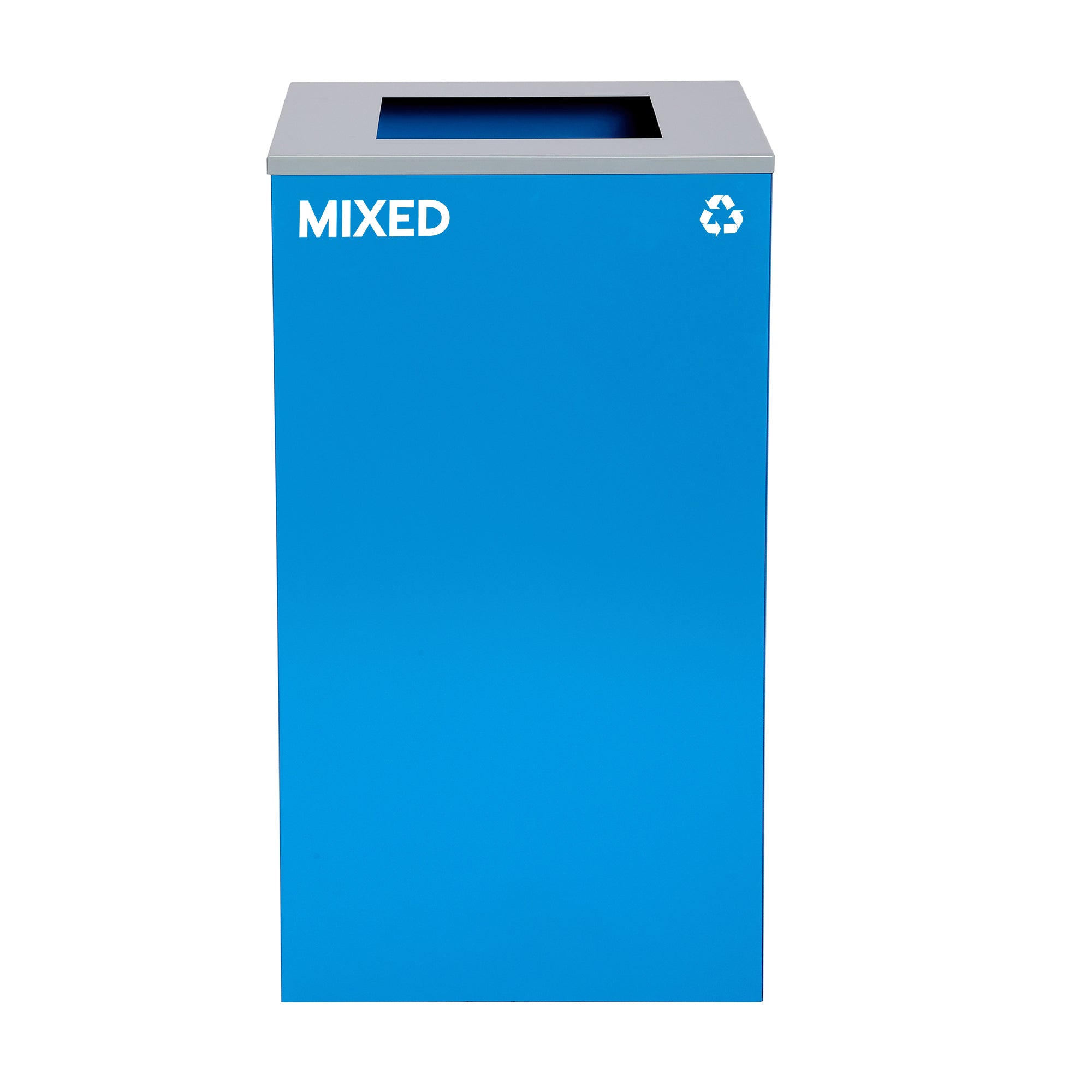Alpine Industries 58-Gallon 2-Stream Black Steel-Blue Recycling Bin Station