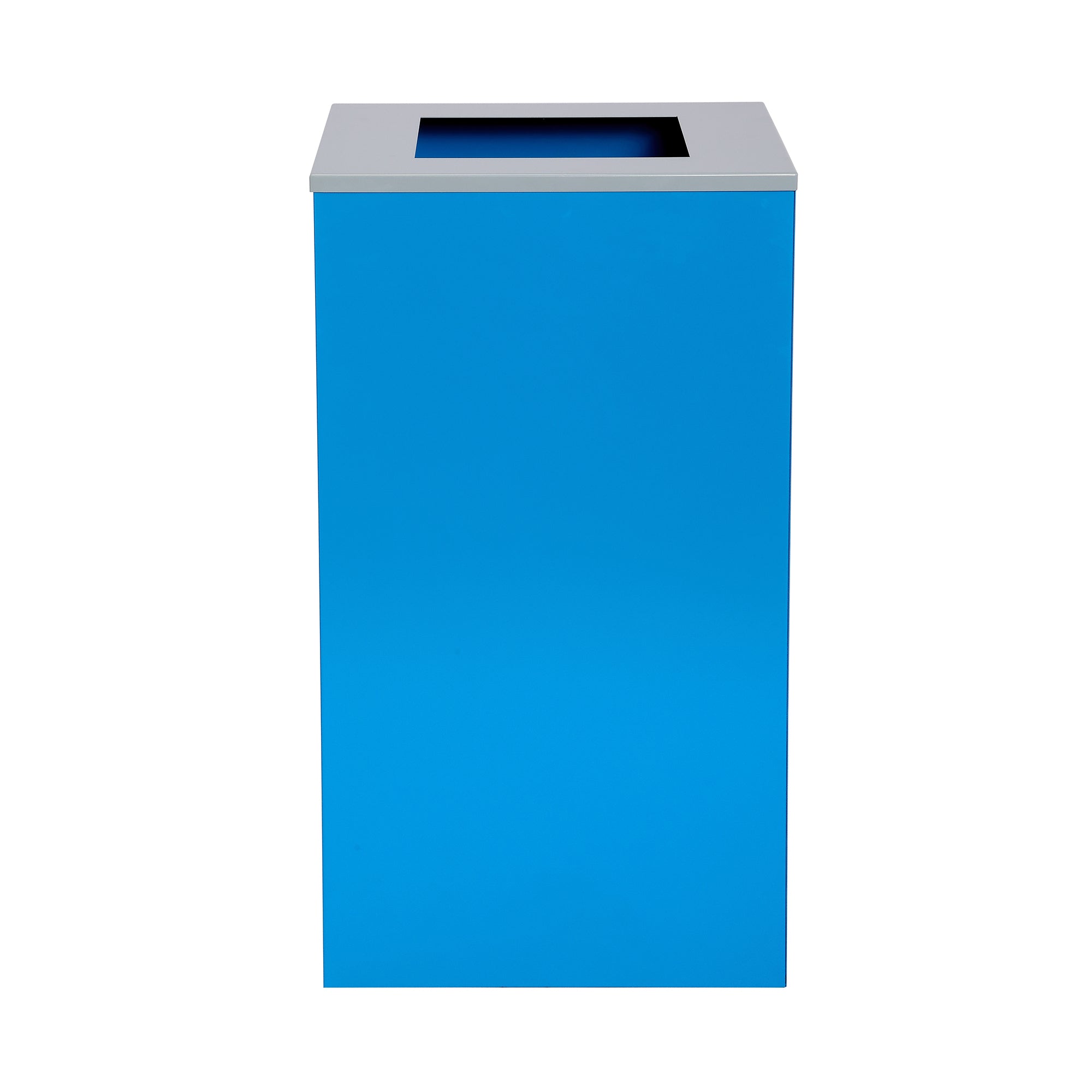 Square Recycling Bin – 29 Gallons - Blue Can, Square Opening Lid