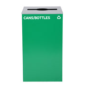 Square Recycling Gin – 29 Gallons - Green Can, Mixed Opening Lid, for Cans/Bottles