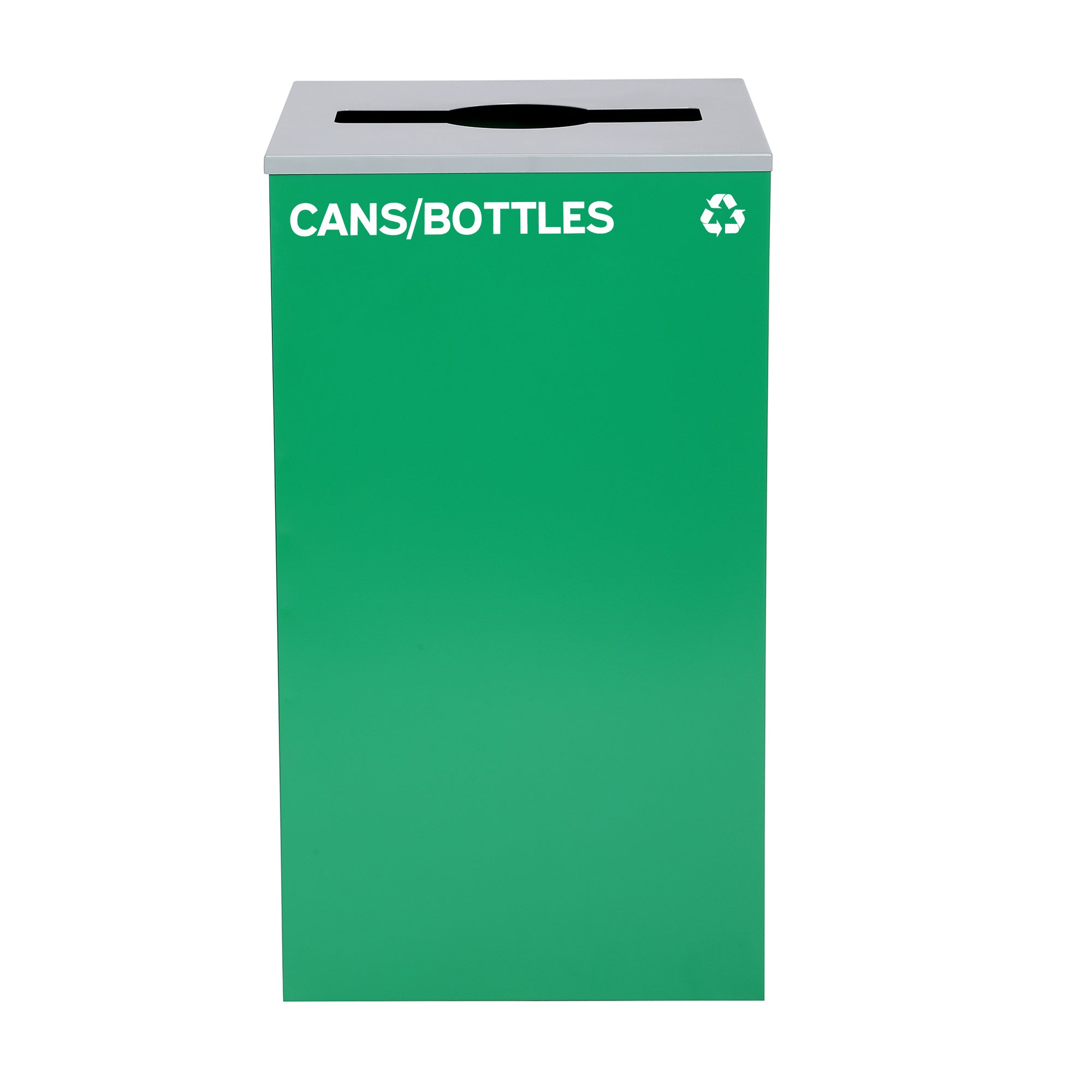 Square Recycling Gin – 29 Gallons - Green Can, Mixed Opening Lid, for Cans/Bottles