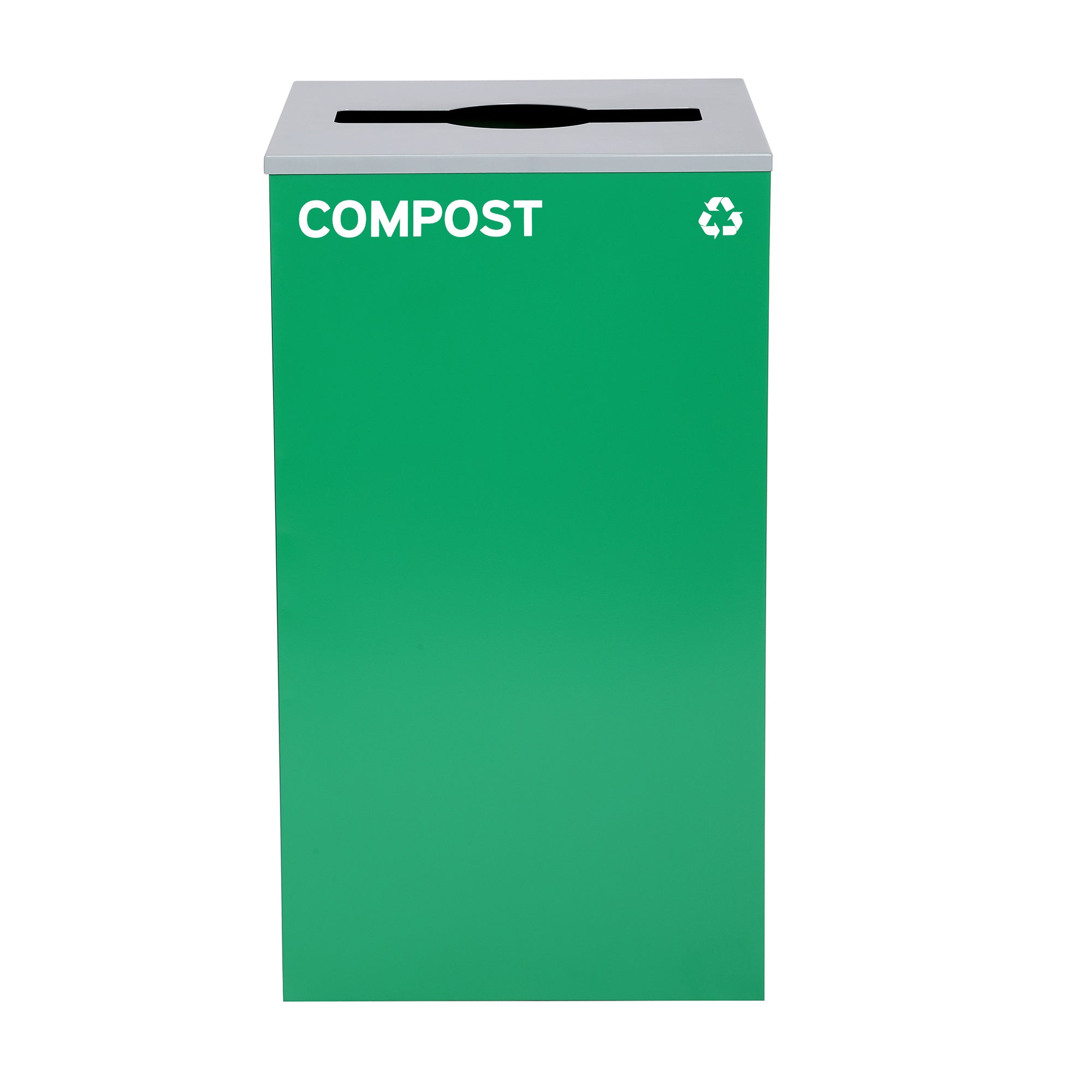 Alpine Industries 87 Gal. 3-Stream Steel Blue Cans & Bottles, Green Compost, and Black Commercial Trash Can Station