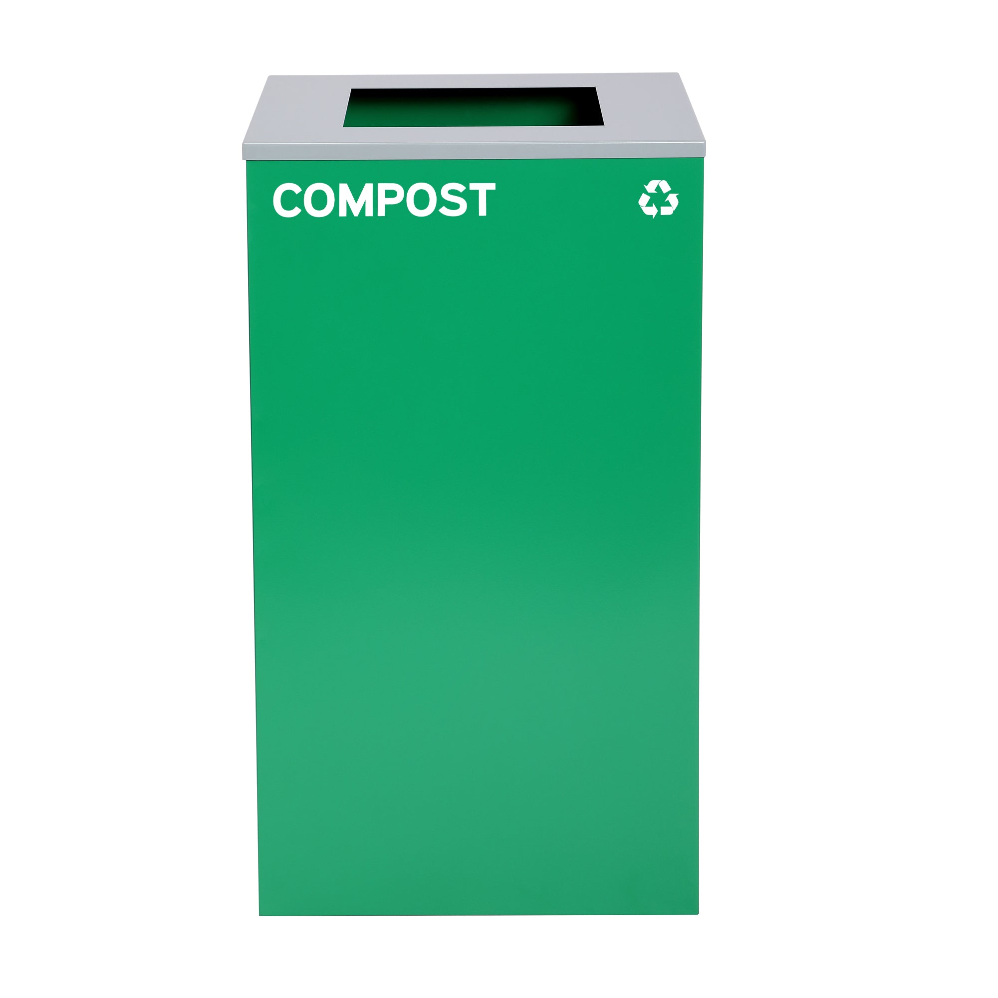 Alpine Industries 87 Gal. 3-Stream Steel Square Open Top Trash Can and Green Recycling Station and Compost Receptacle