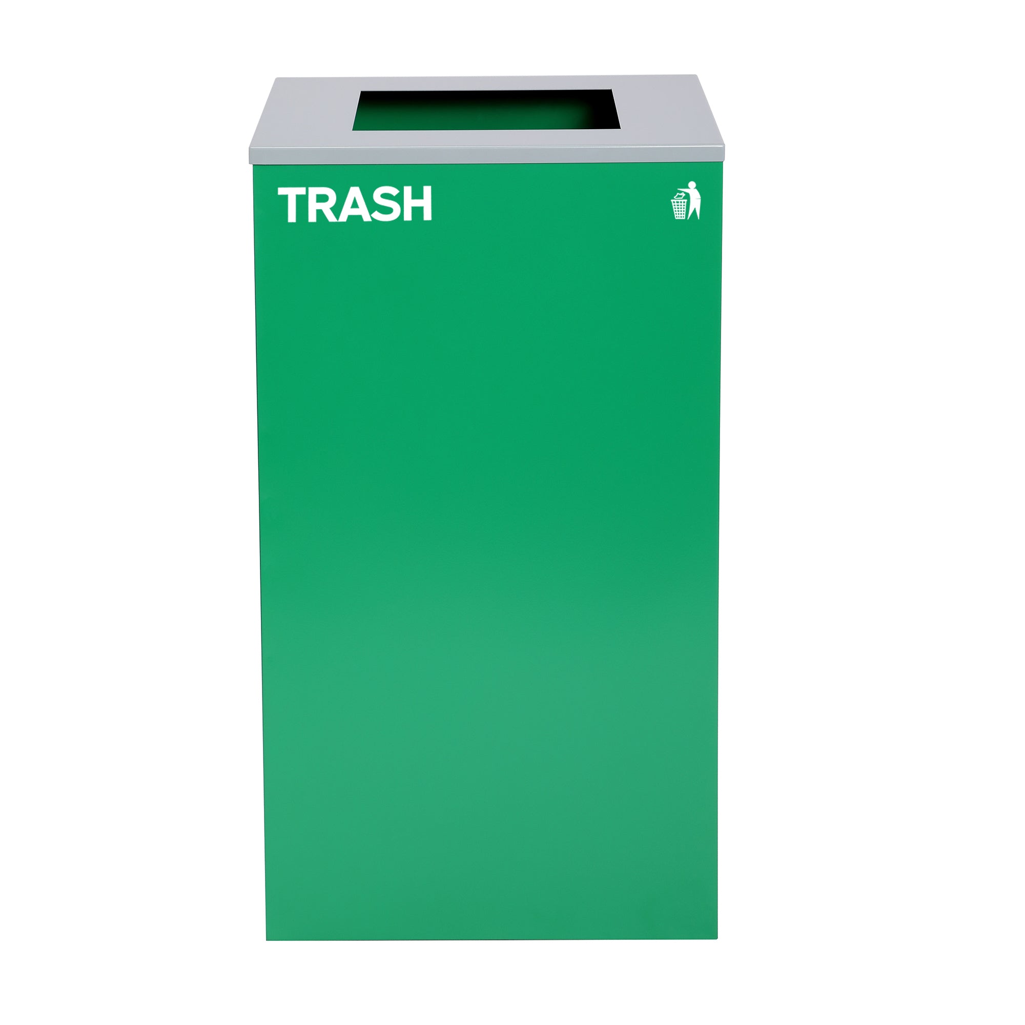 Alpine Industries 87 Gal. 3-Stream Steel Blue Green Recycling Bin and Black Trash Can Waste Station with Square Slot Lids