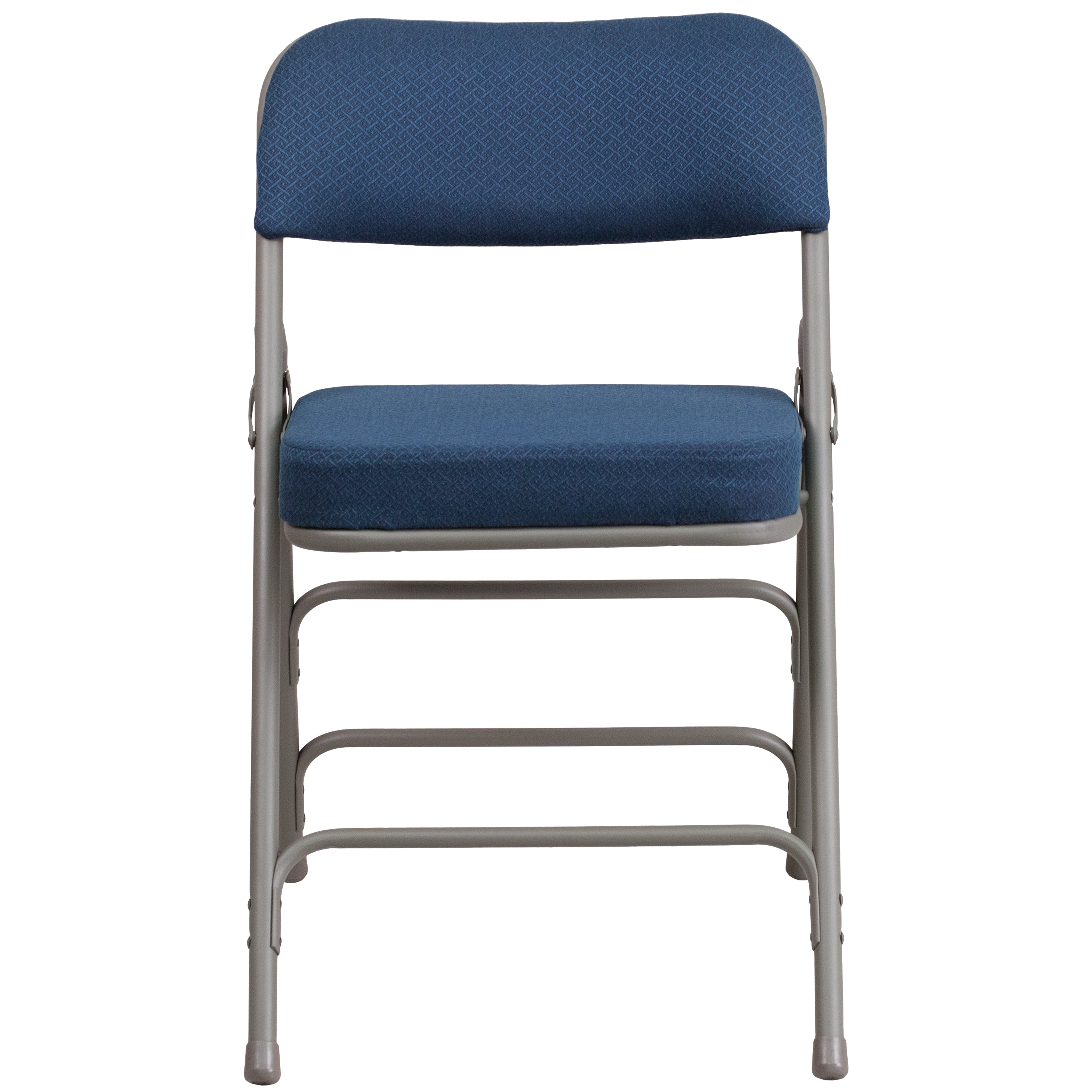 2 Pack HERCULES Series Premium Curved Triple Braced & Double Hinged Navy Fabric Metal Folding Chair