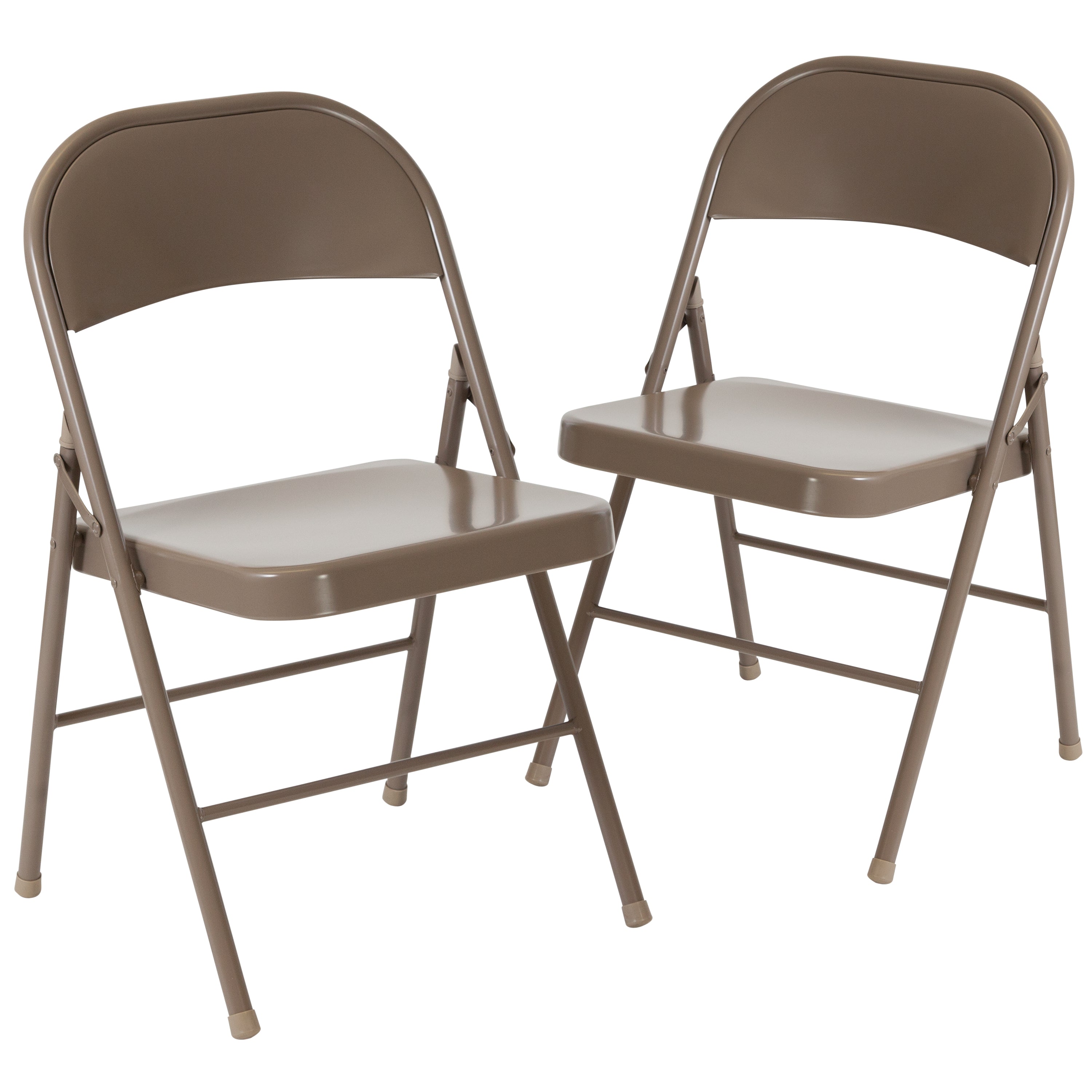 2 Pack HERCULES Series Double Braced Beige Metal Folding Chair