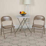 2 Pack HERCULES Series Double Braced Beige Metal Folding Chair