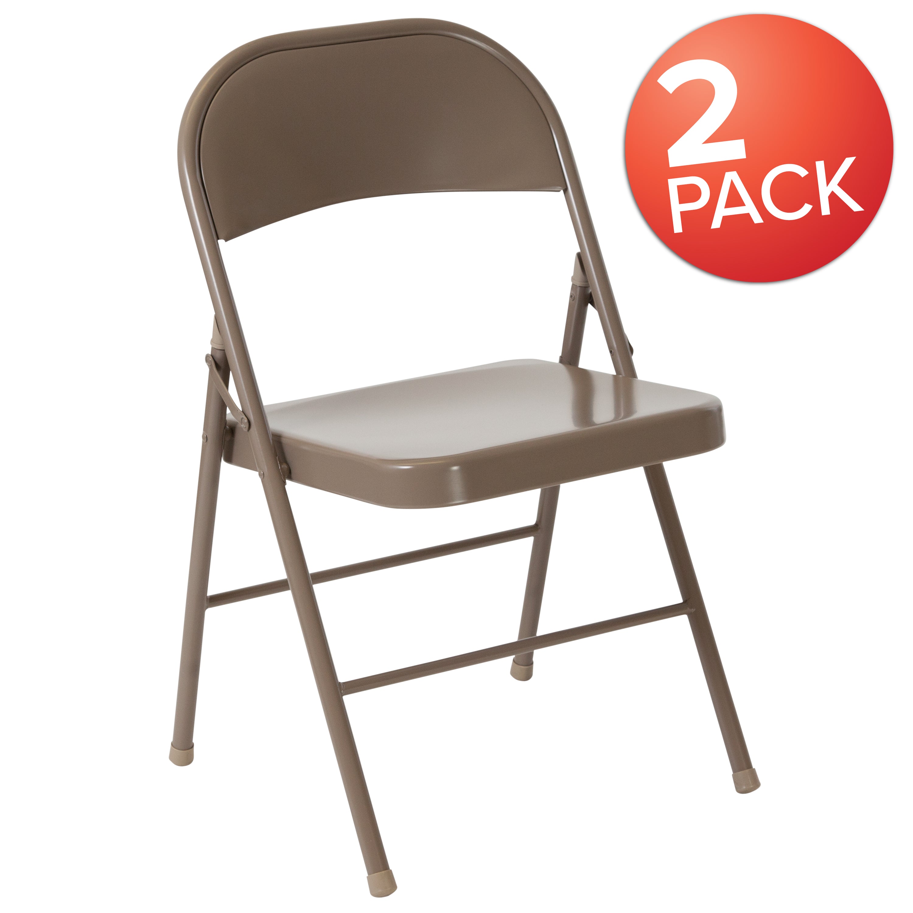 2 Pack HERCULES Series Double Braced Beige Metal Folding Chair