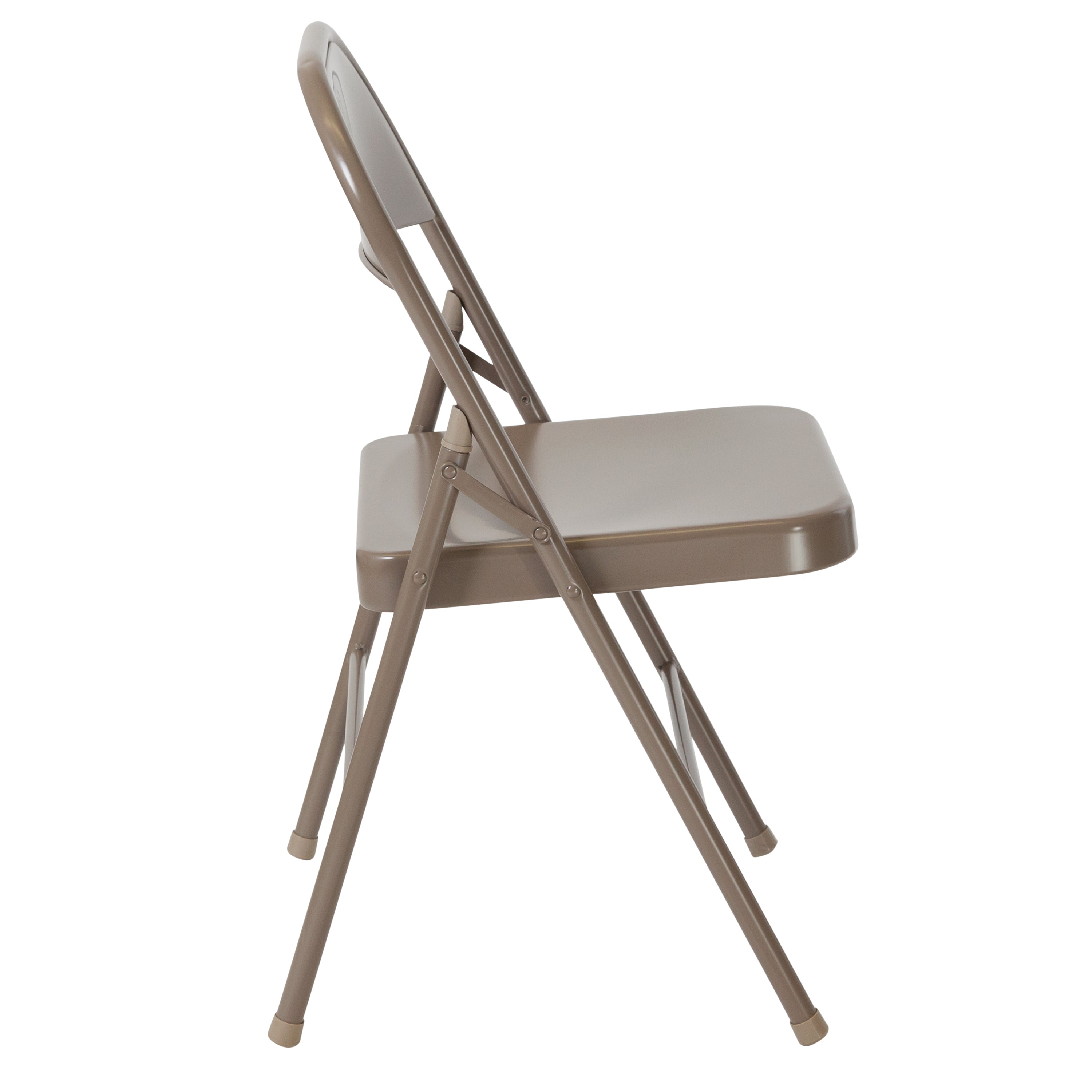2 Pack HERCULES Series Double Braced Beige Metal Folding Chair