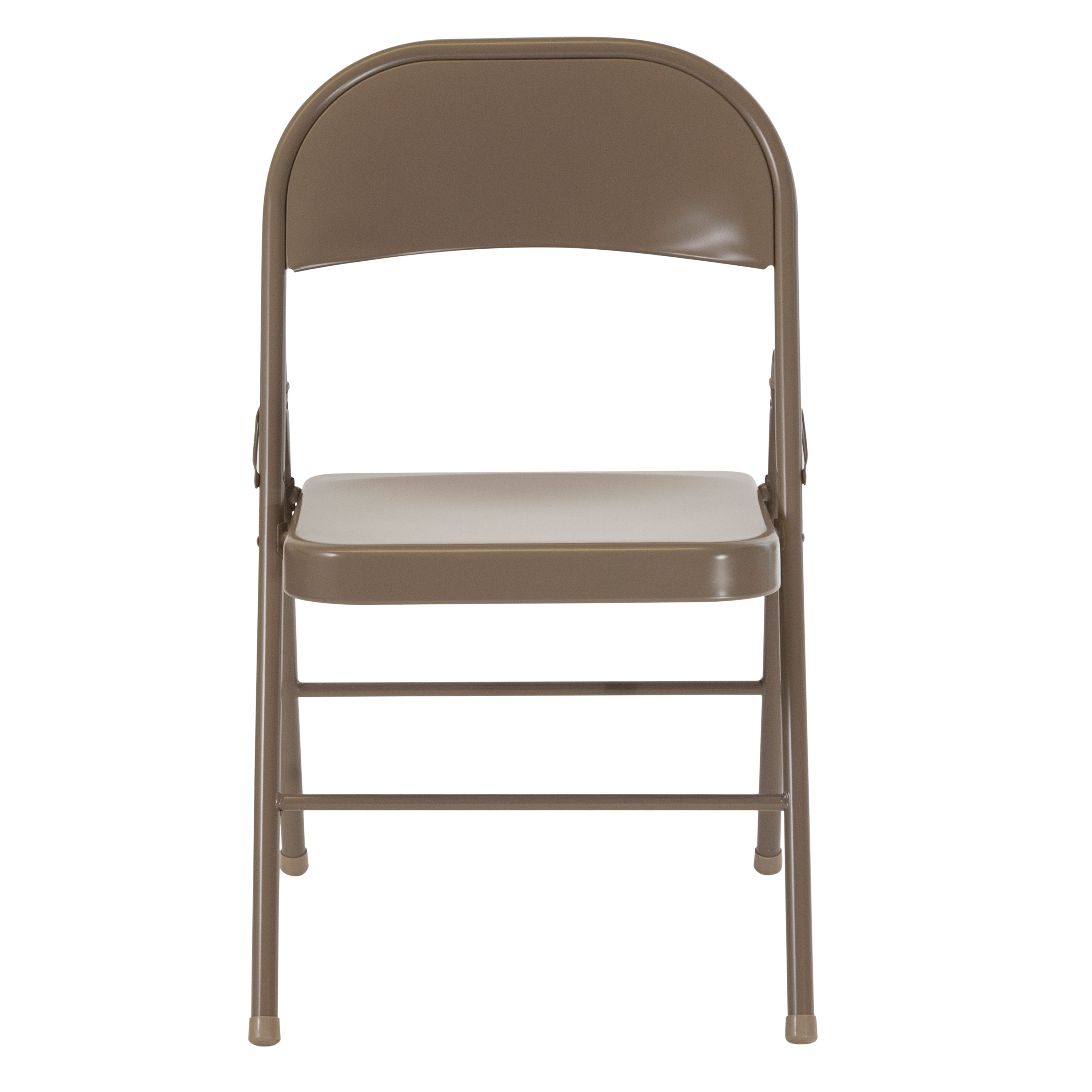 2 Pack HERCULES Series Double Braced Beige Metal Folding Chair