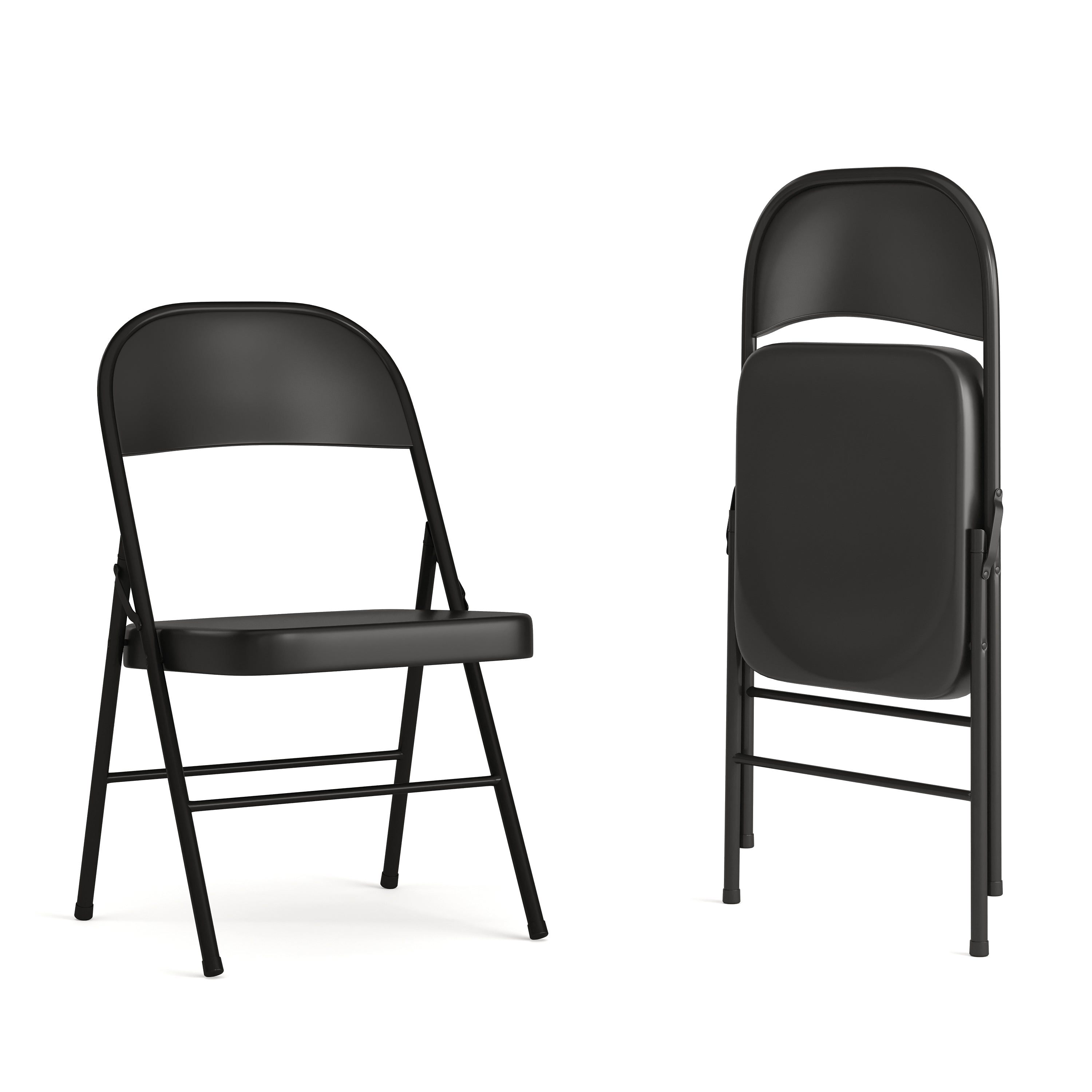 2 Pack HERCULES Series Double Braced Black Metal Folding Chair