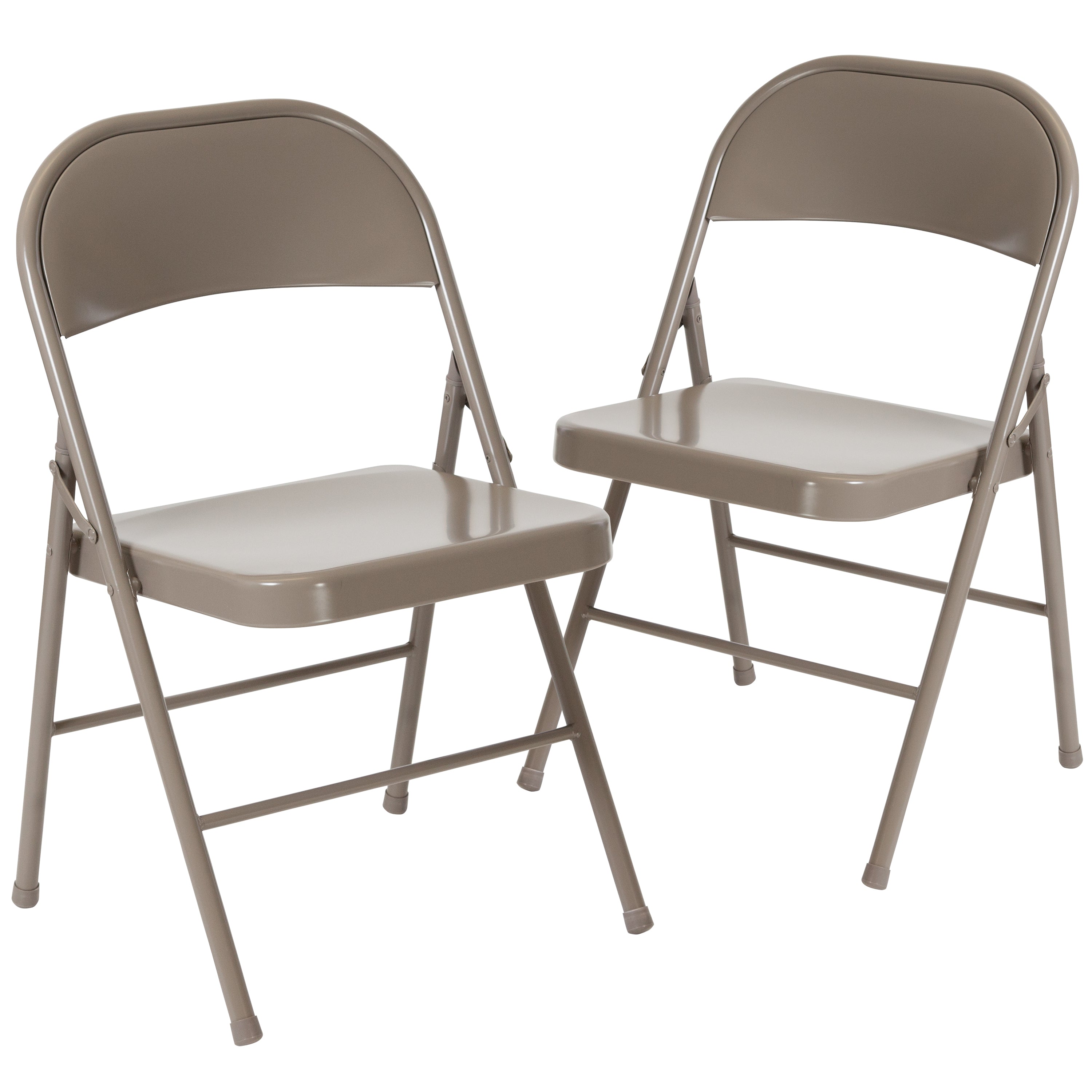 2 Pack HERCULES Series Double Braced Gray Metal Folding Chair