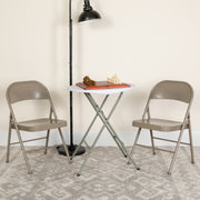 2 Pack HERCULES Series Double Braced Gray Metal Folding Chair