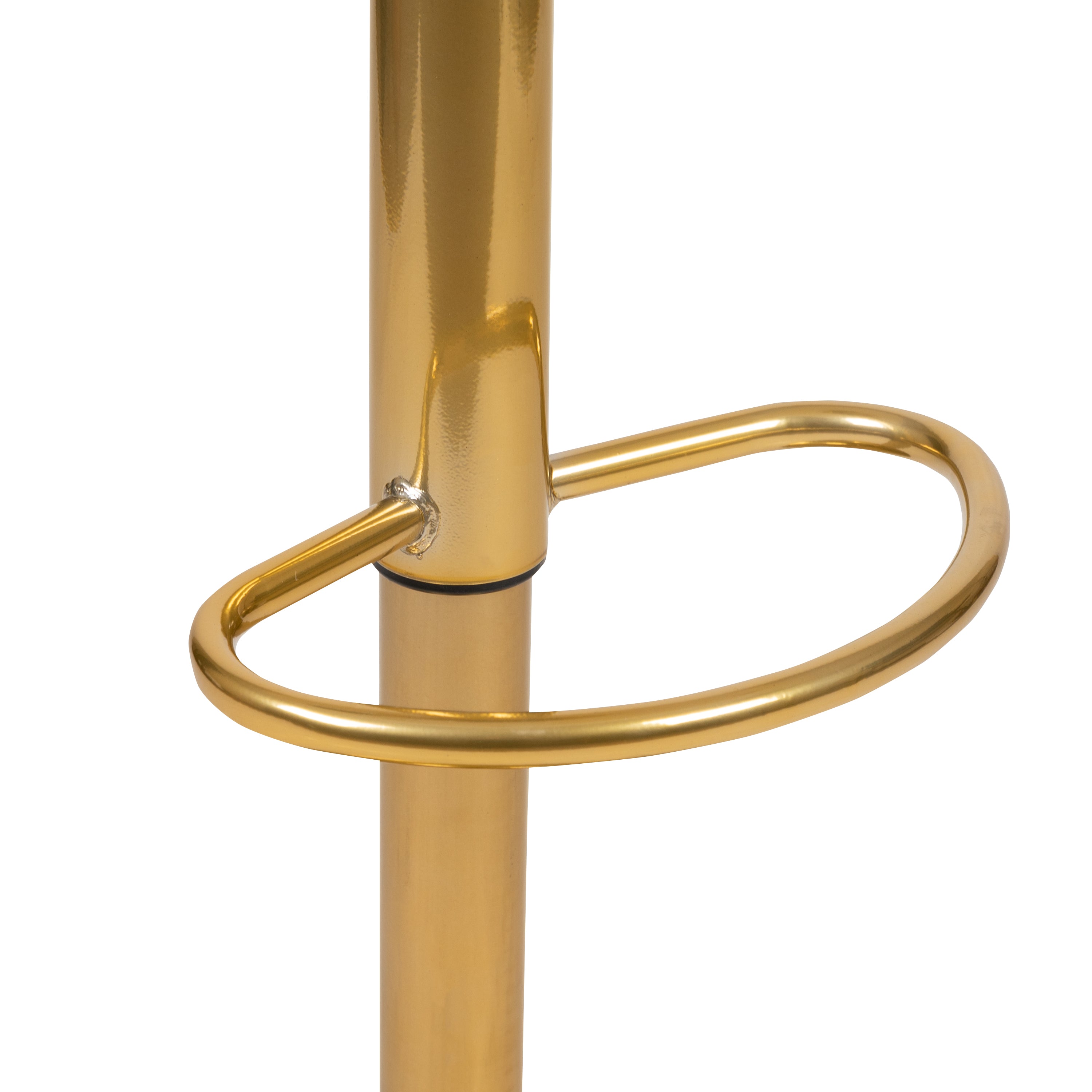 Vincent Modern Black Vinyl Adjustable Bar Stool with Back, Counter Height Swivel Stool with Gold Pedestal Base, Set of 2