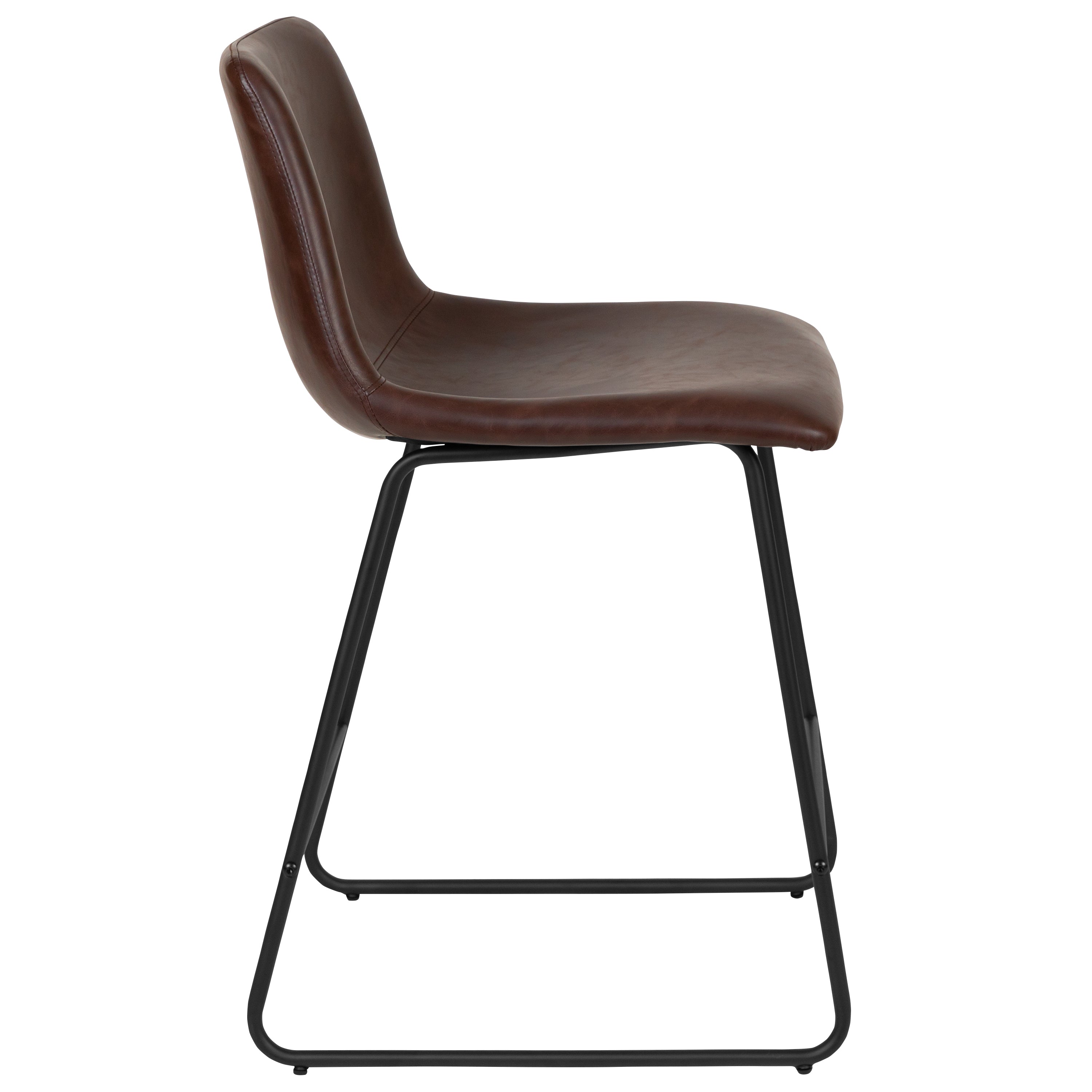 Reagan 24 Inch Commercial Grade  LeatherSoft Counter Height Barstools in Dark Brown, Set of 2
