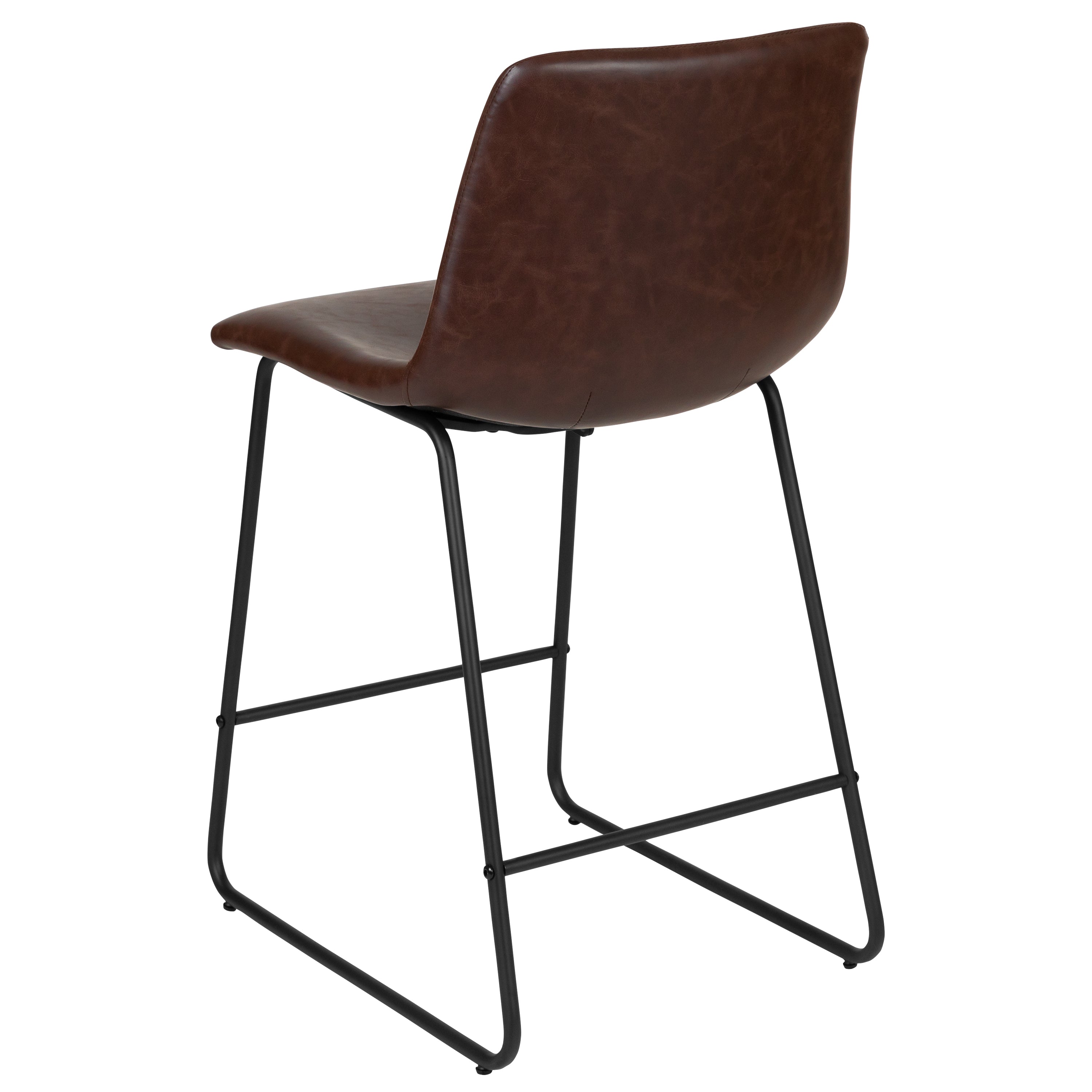 Reagan 24 Inch Commercial Grade  LeatherSoft Counter Height Barstools in Dark Brown, Set of 2