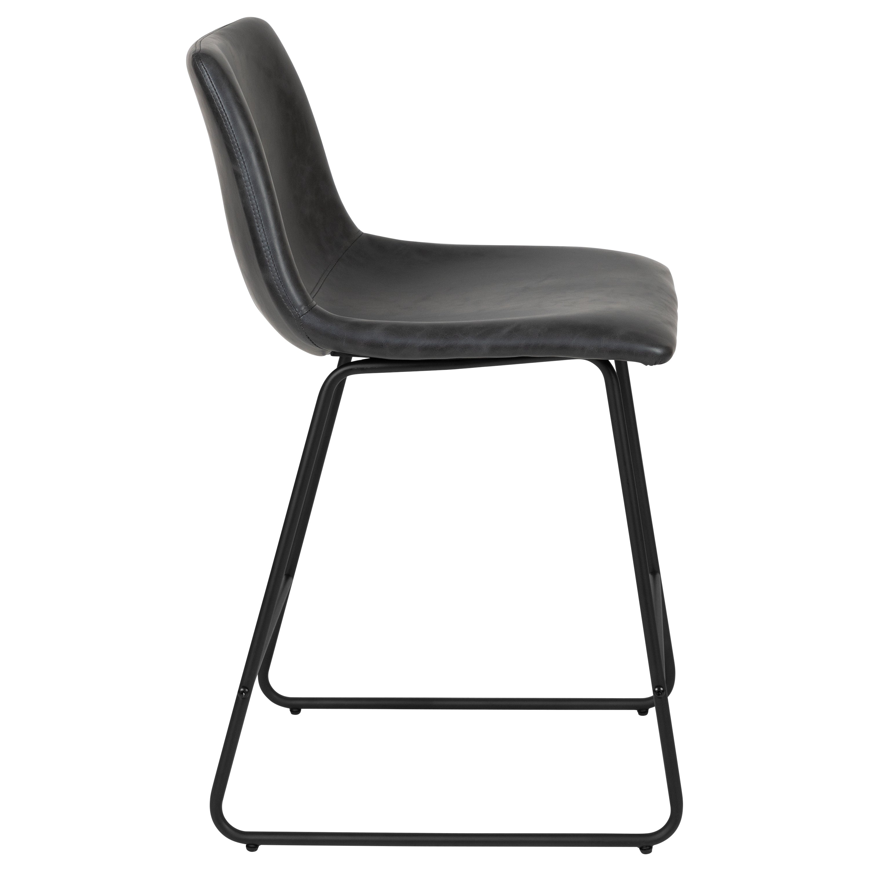 Reagan 24 Inch Commercial Grade LeatherSoft Counter Height Barstools in Dark Gray, Set of 2