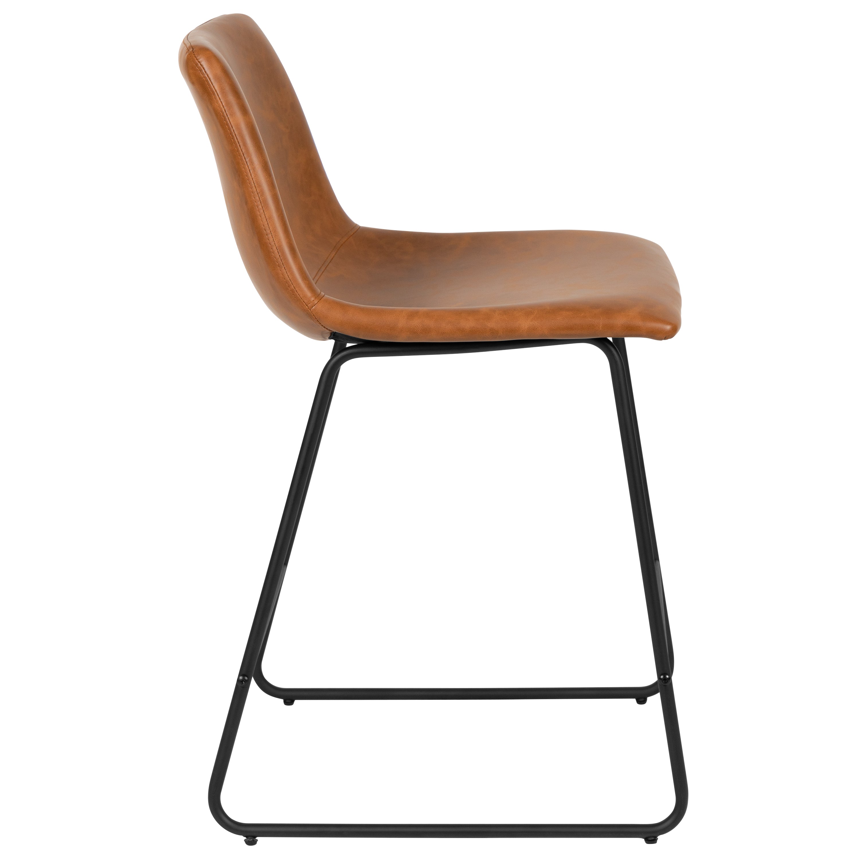 Reagan 24 Inch Commercial Grade LeatherSoft Counter Height Barstools in Light Brown, Set of 2