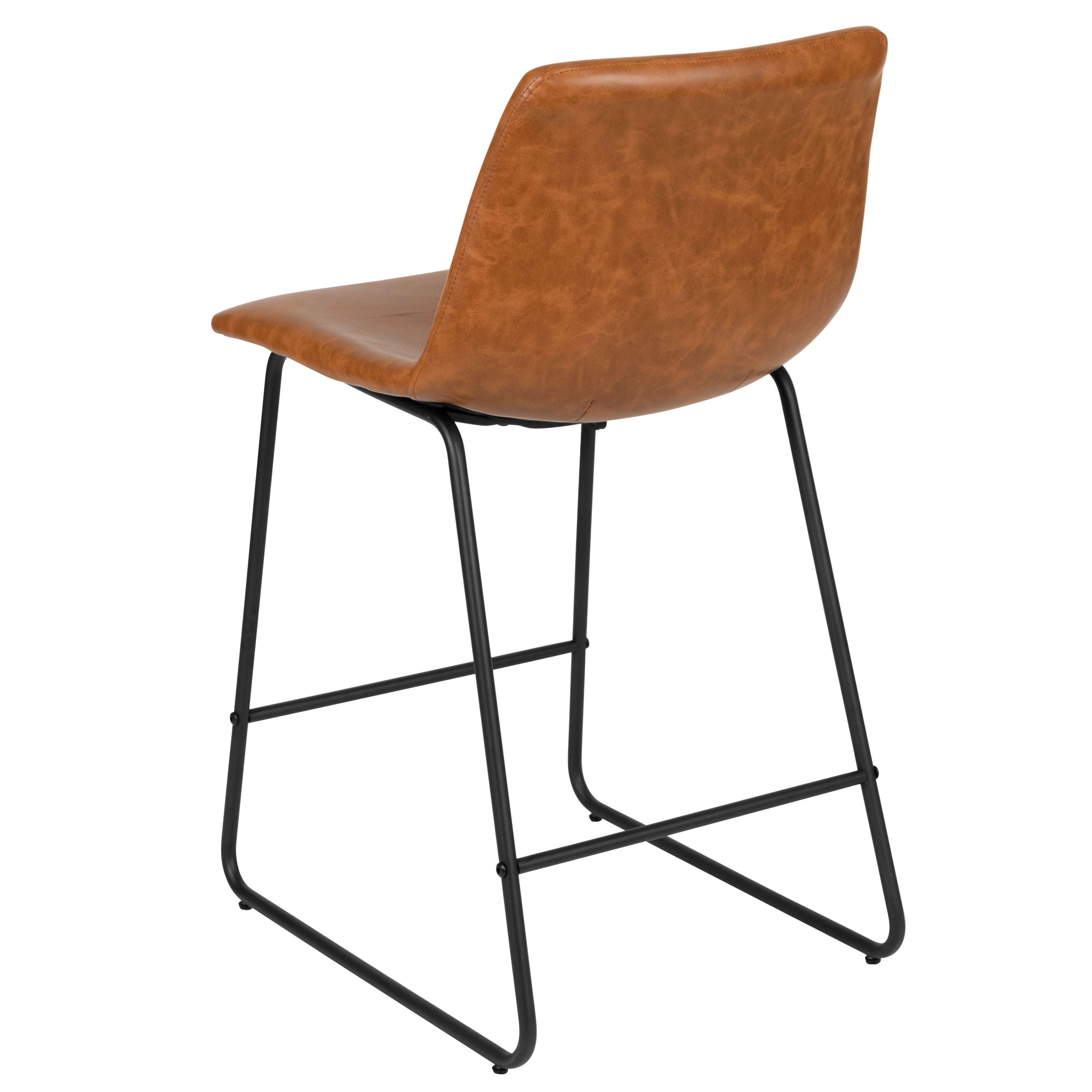 Reagan 24 Inch Commercial Grade LeatherSoft Counter Height Barstools in Light Brown, Set of 2