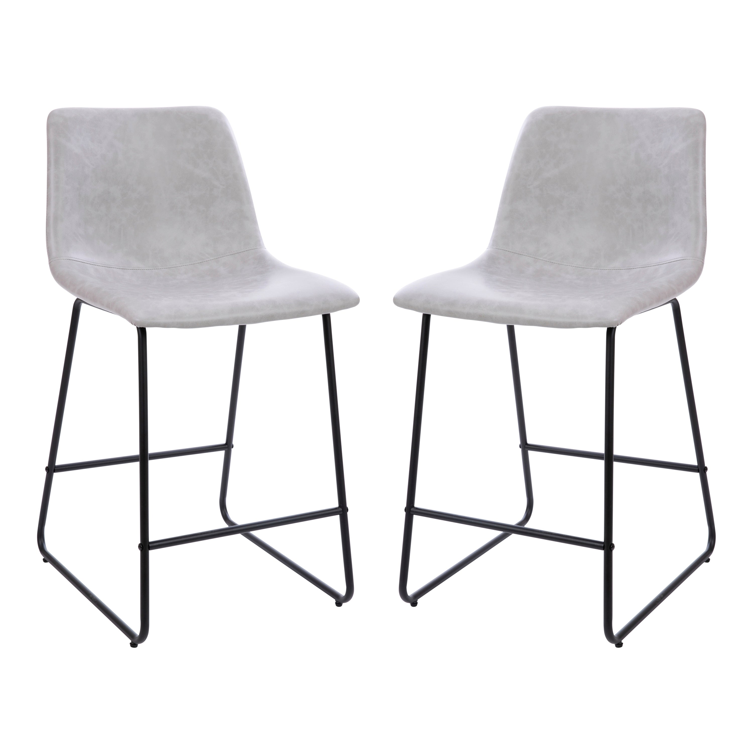 Reagan 24 inch LeatherSoft Counter Height Barstools in Light Gray, Set of 2