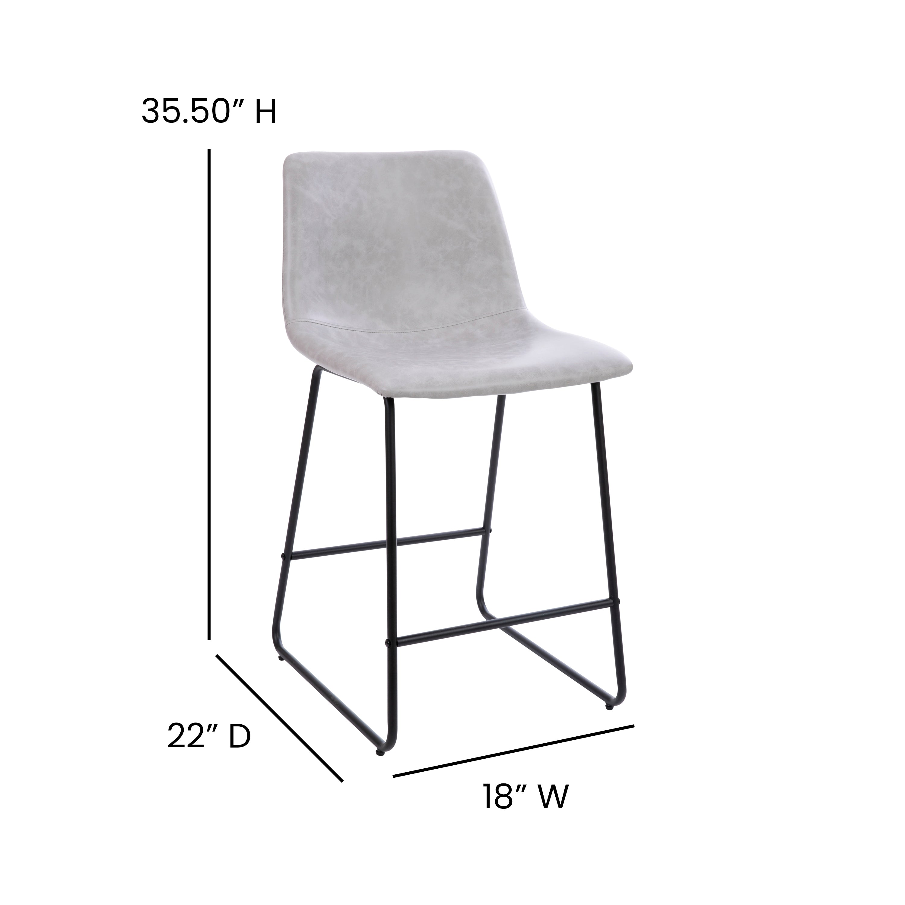 Reagan 24 inch LeatherSoft Counter Height Barstools in Light Gray, Set of 2