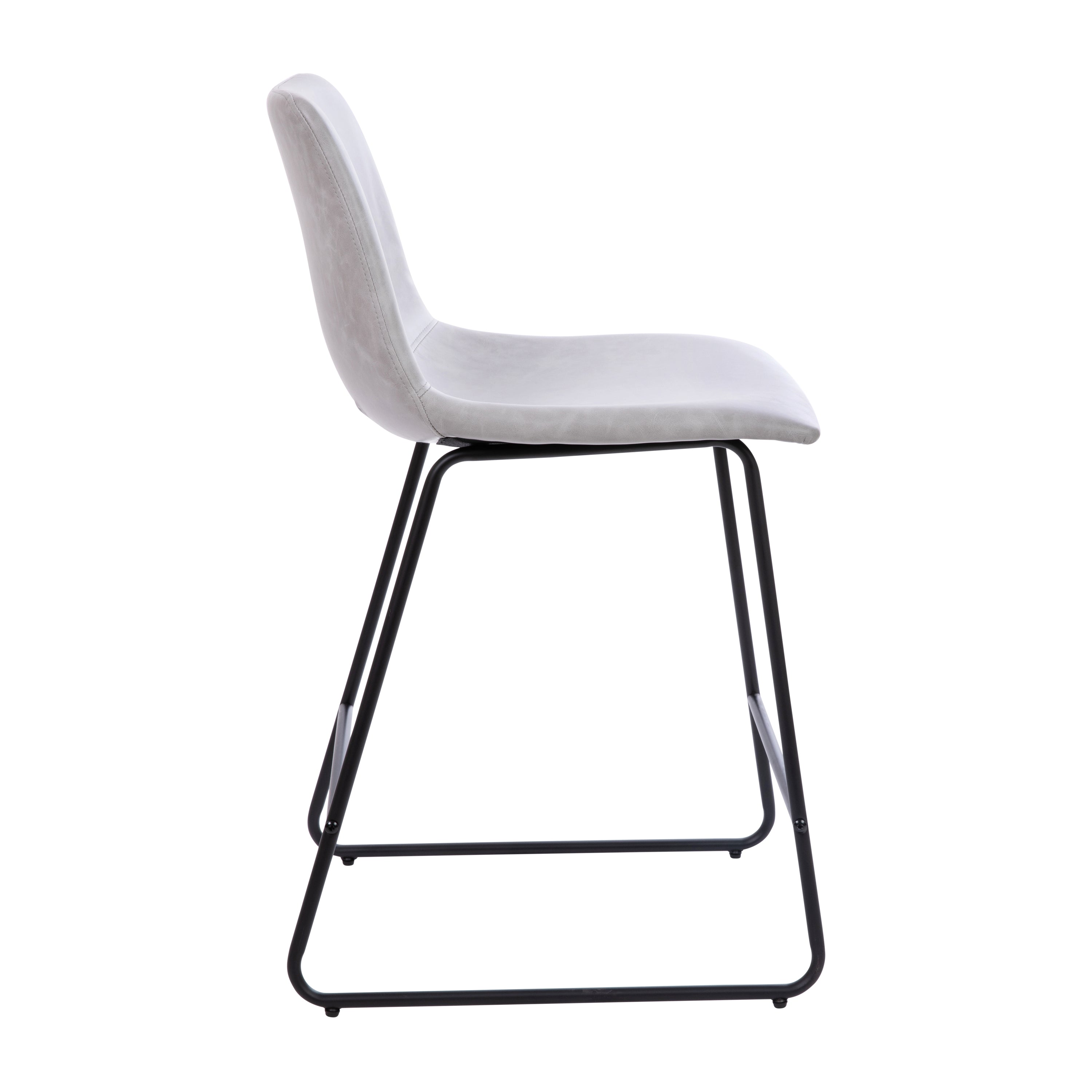 Reagan 24 inch LeatherSoft Counter Height Barstools in Light Gray, Set of 2