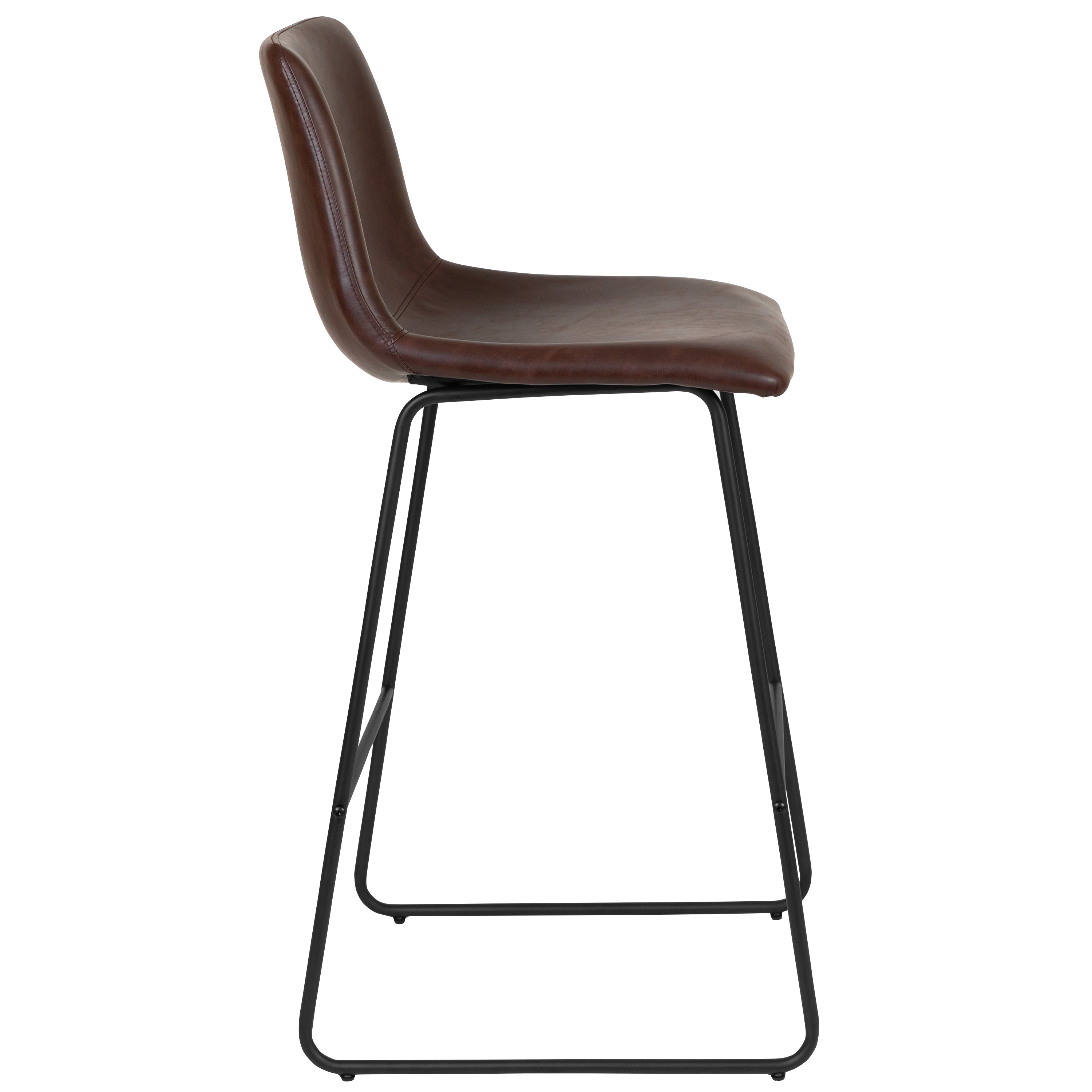 Reagan 30 Inch Commercial Grade LeatherSoft Bar Height Barstools in Dark Brown, Set of 2