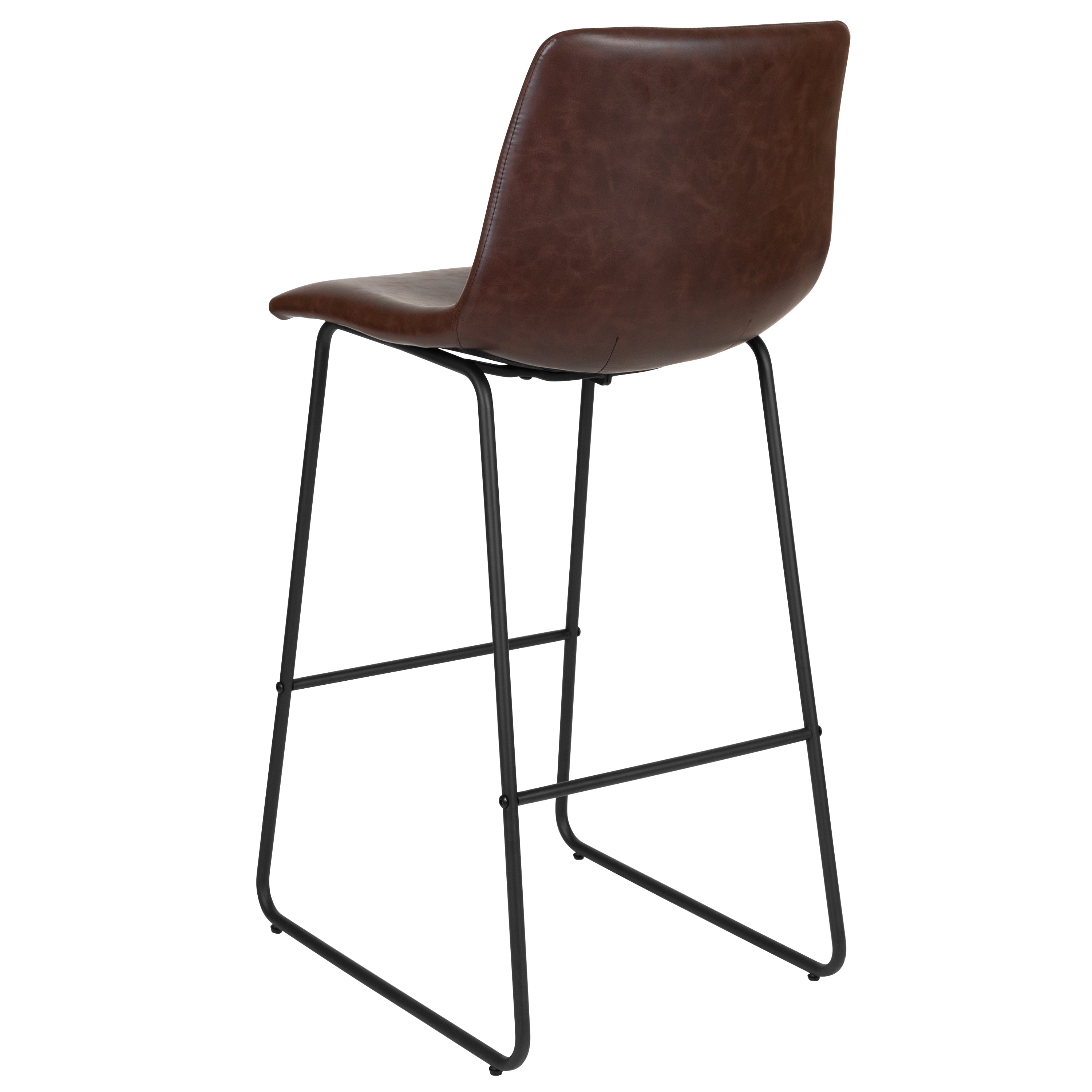 Reagan 30 Inch Commercial Grade LeatherSoft Bar Height Barstools in Dark Brown, Set of 2