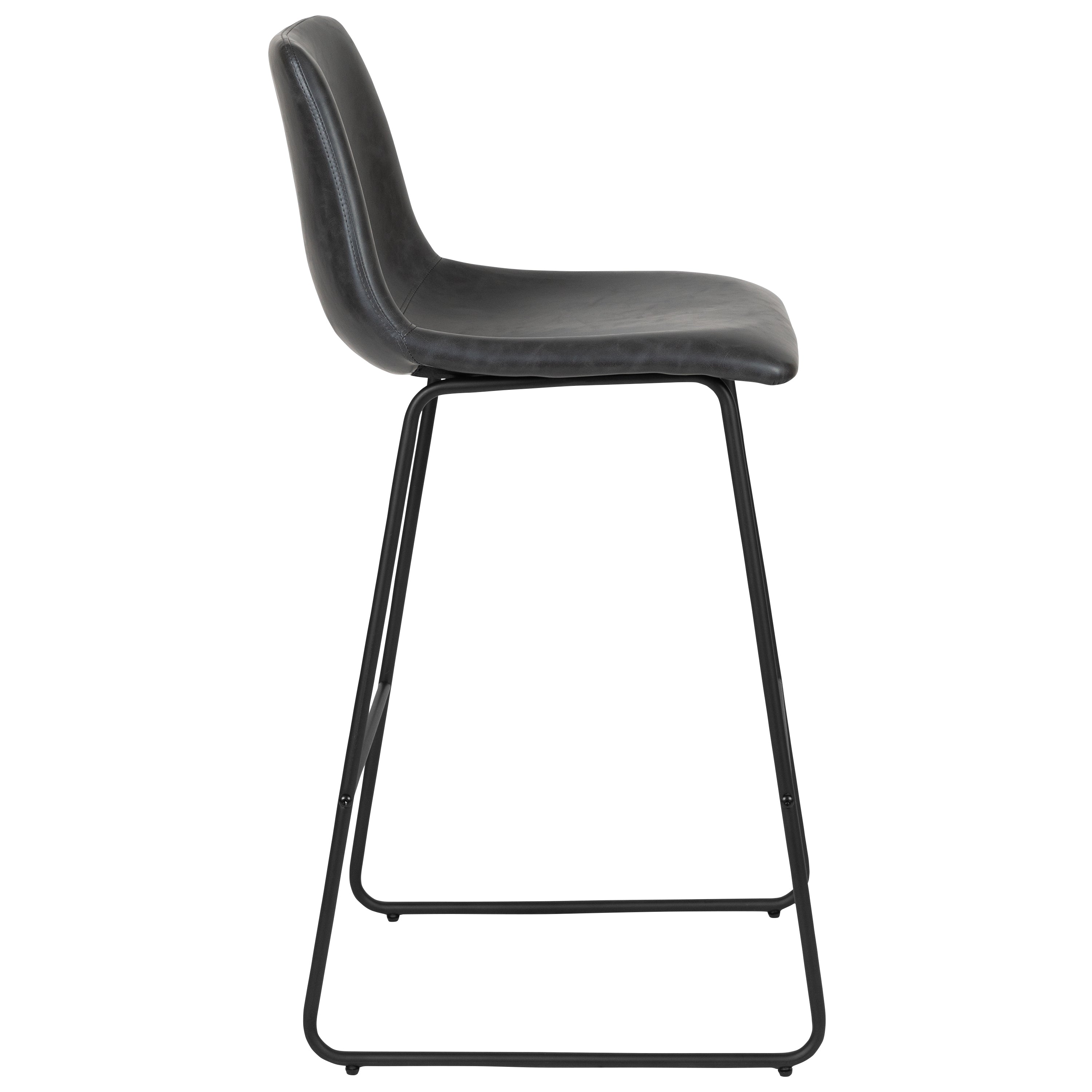Reagan 30 Inch Commercial Grade LeatherSoft Bar Height Barstools in Dark Gray, Set of 2