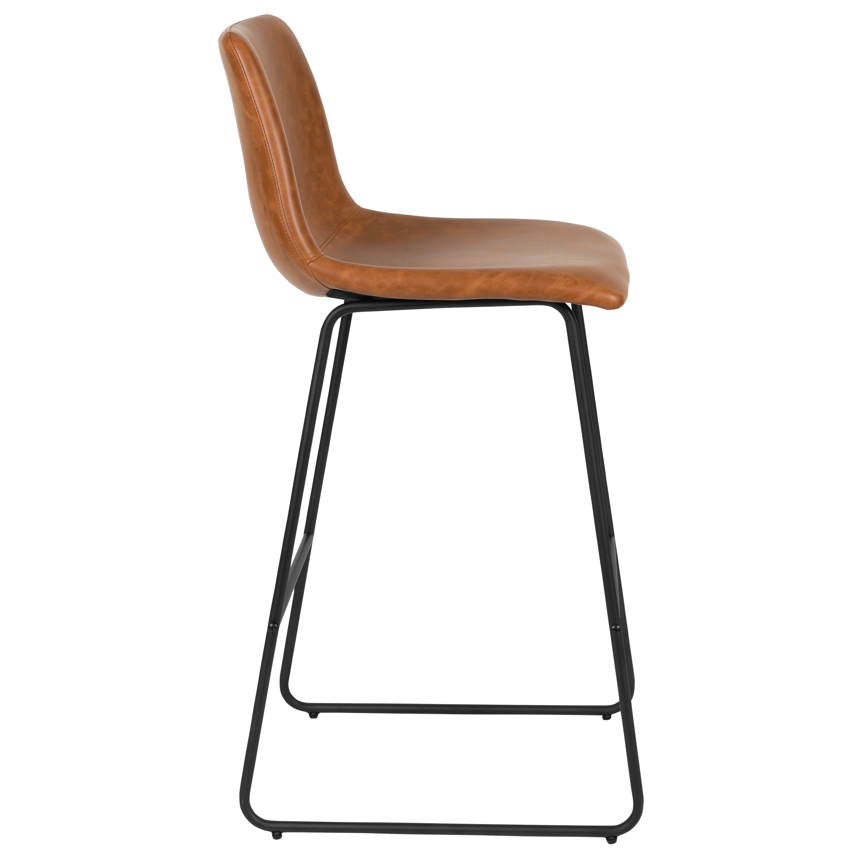 Reagan 30 Inch Commercial Grade LeatherSoft Bar Height Barstools in Light Brown, Set of 2
