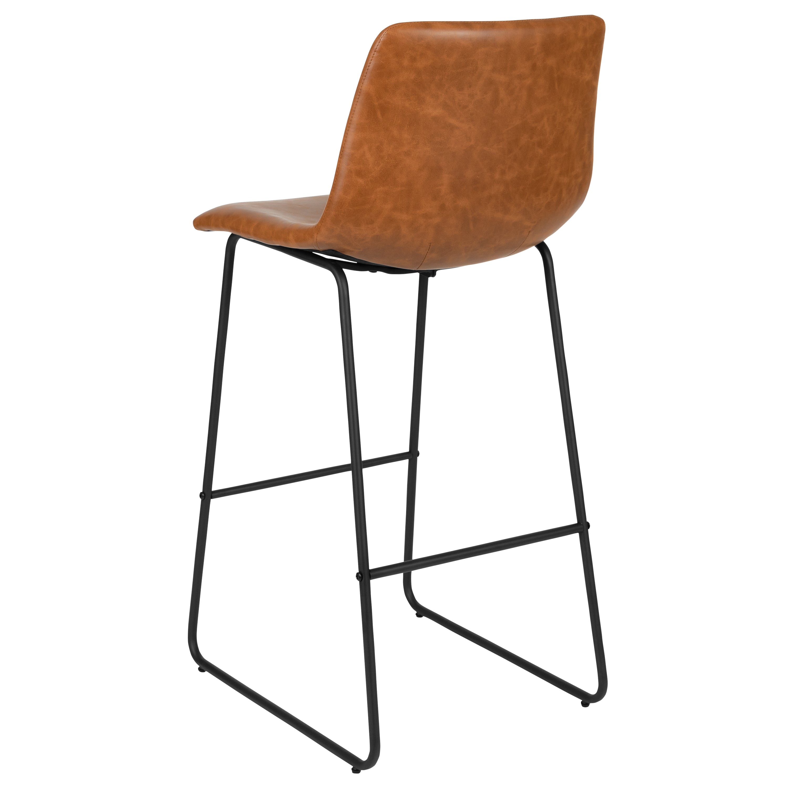 Reagan 30 Inch Commercial Grade LeatherSoft Bar Height Barstools in Light Brown, Set of 2