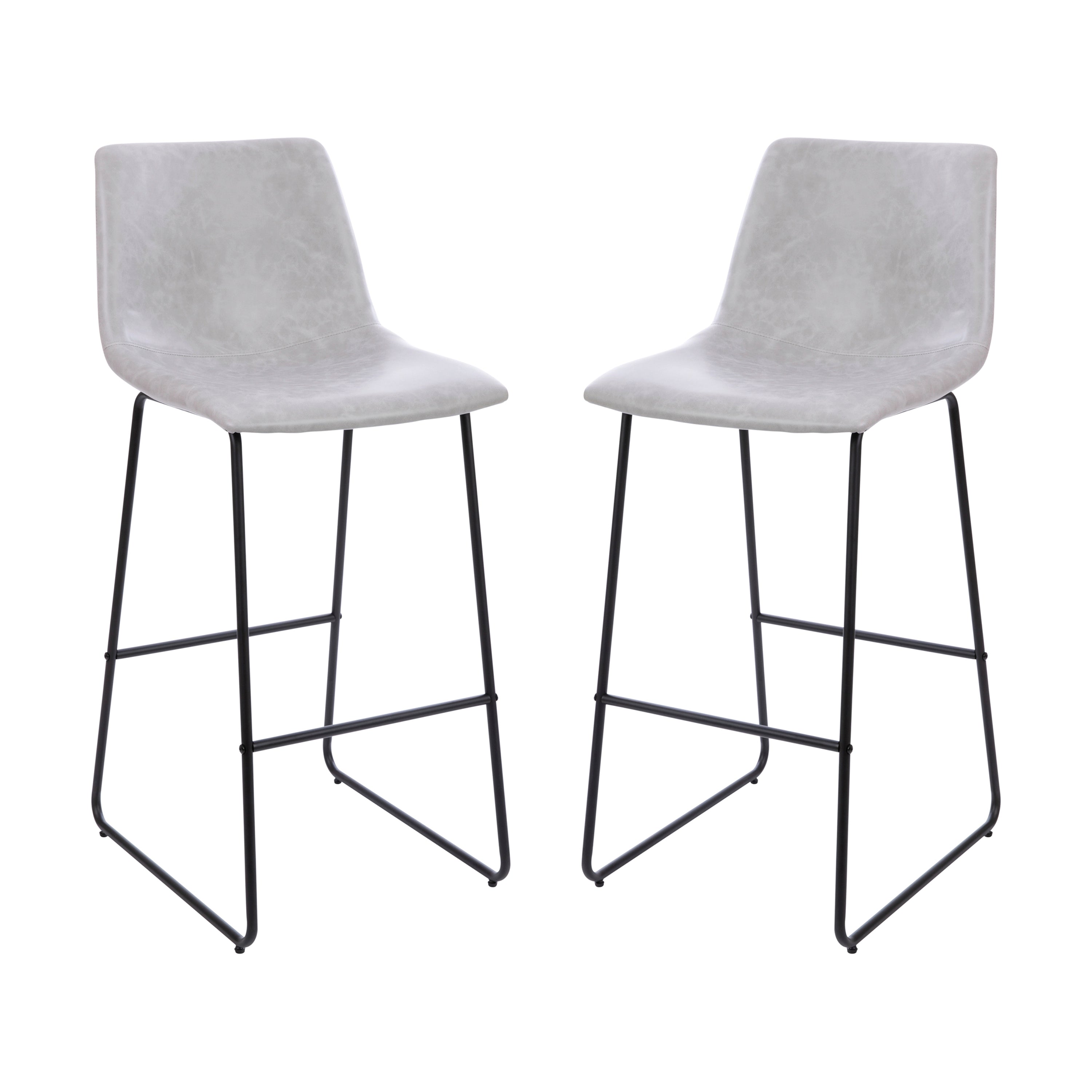 Reagan 30 inch LeatherSoft Bar Height Barstools in Light Gray, Set of 2