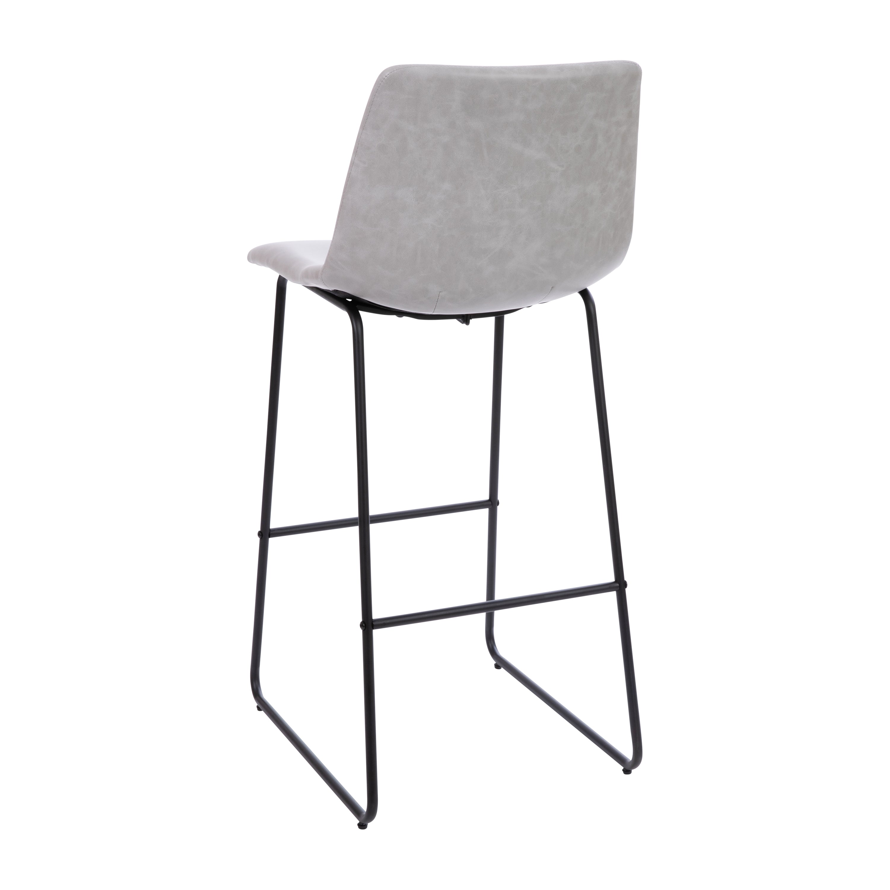 Reagan 30 inch LeatherSoft Bar Height Barstools in Light Gray, Set of 2