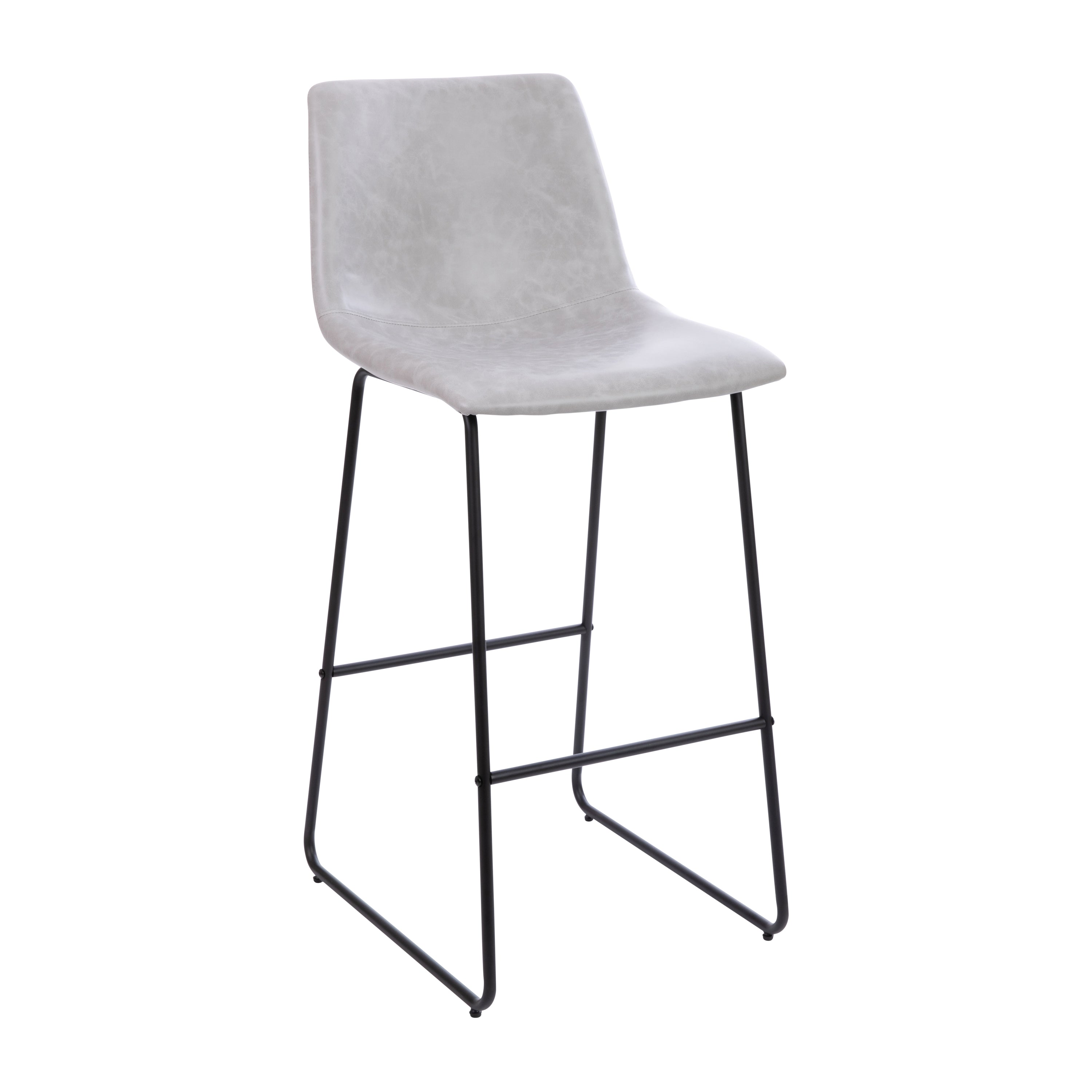 Reagan 30 inch LeatherSoft Bar Height Barstools in Light Gray, Set of 2