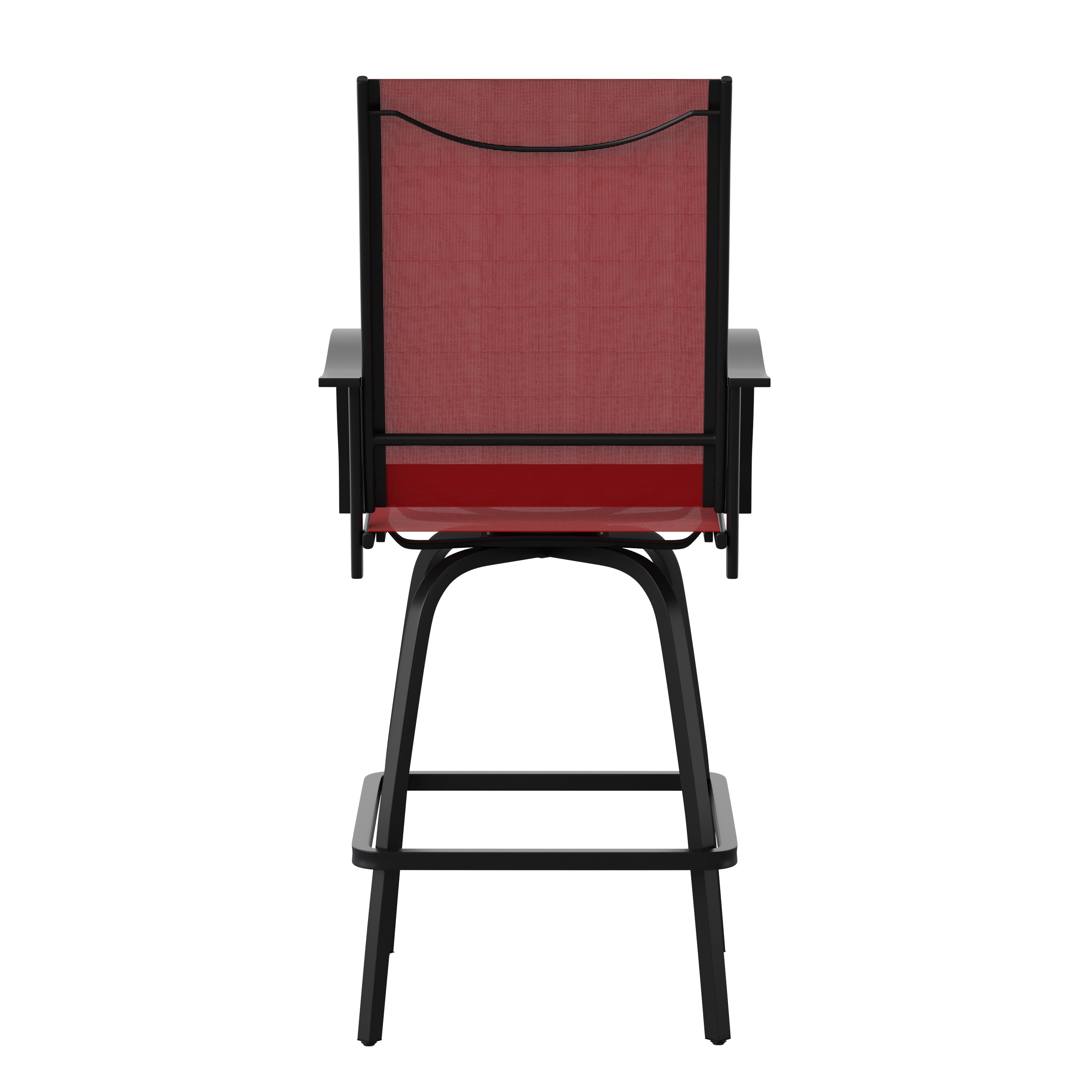 Valerie Patio Bar Height Stools Set of 2, All-Weather Textilene Swivel Patio Stools with High Back & Armrests in Red