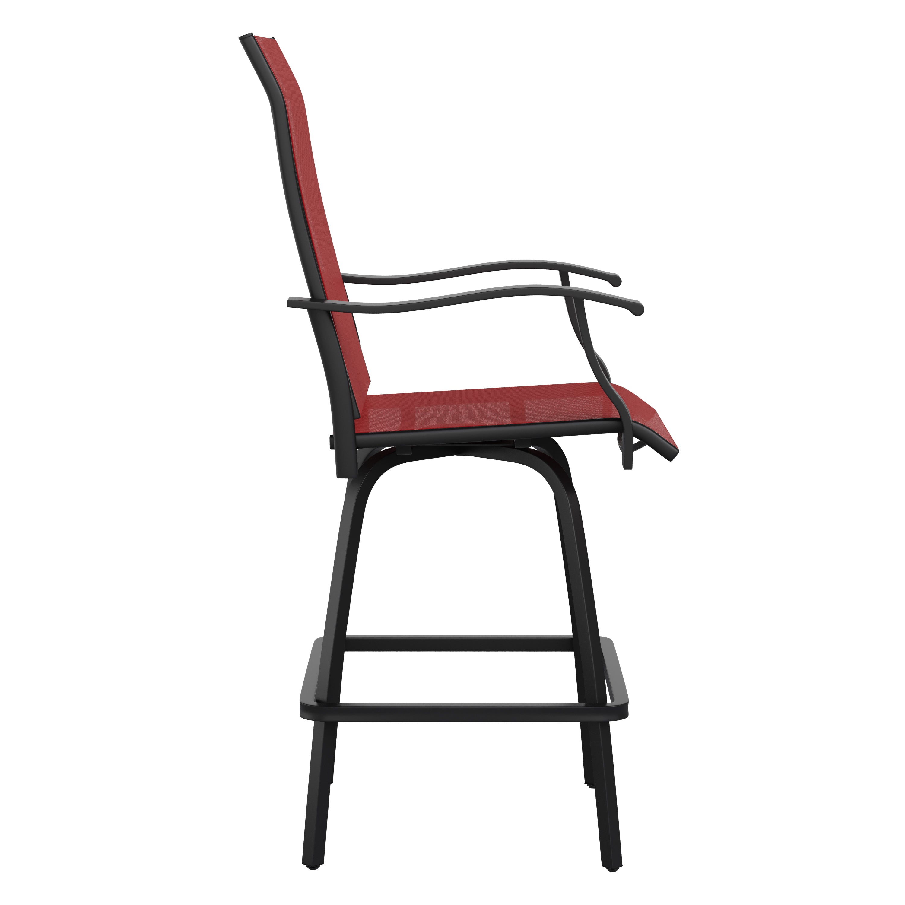 Valerie Patio Bar Height Stools Set of 2, All-Weather Textilene Swivel Patio Stools with High Back & Armrests in Red