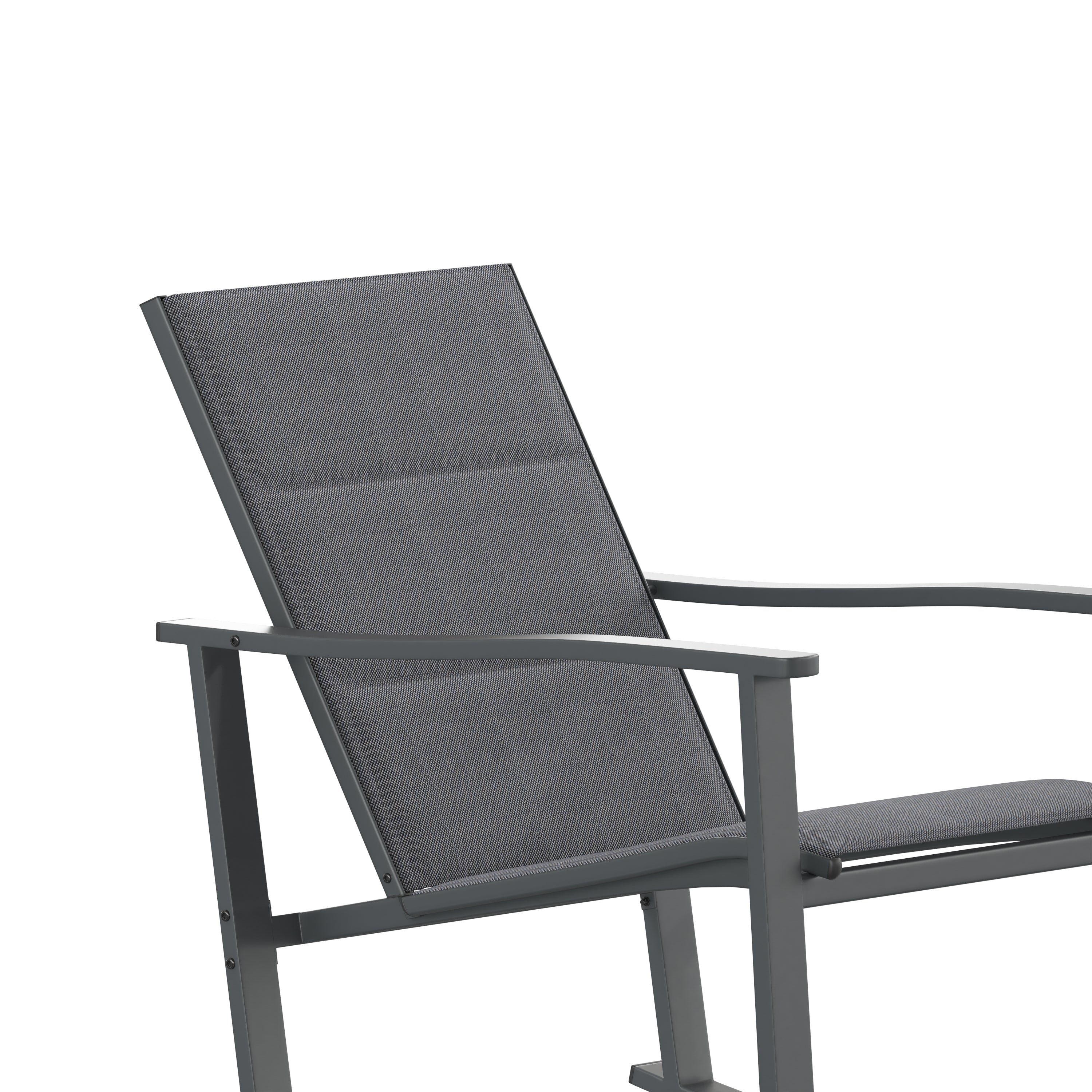 Brazos Set of 2 Black Outdoor Rocking Chairs with Flex Comfort Material and Black Steel Frames