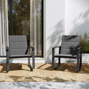Brazos Set of 2 Black Outdoor Rocking Chairs with Flex Comfort Material and Black Steel Frames
