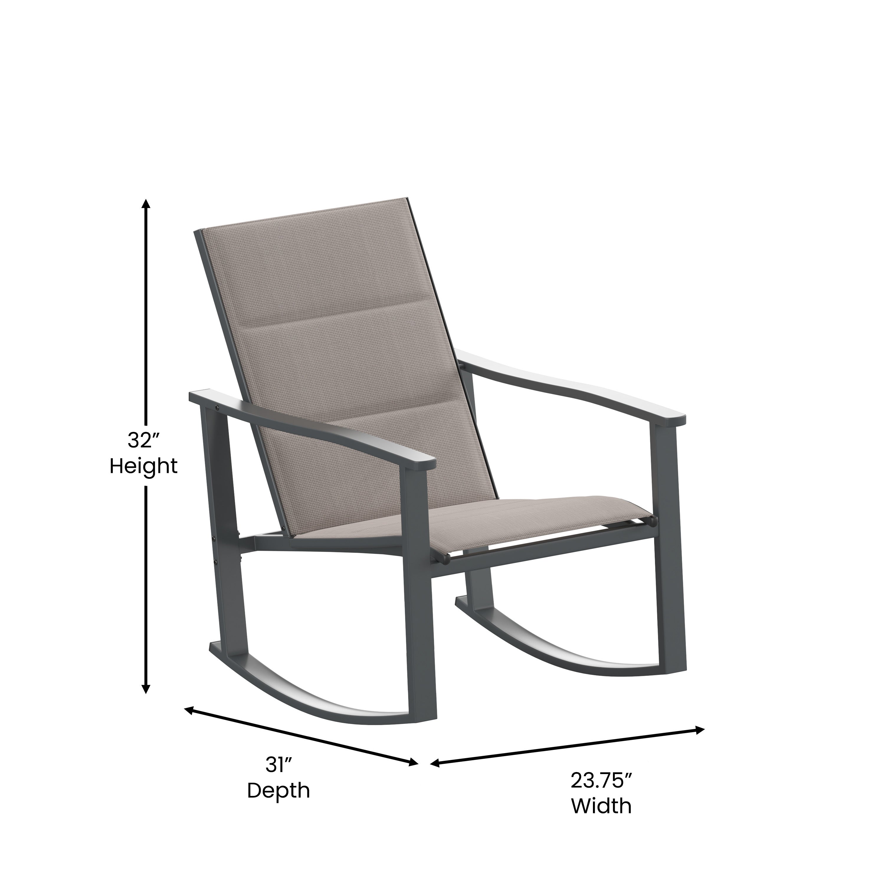Brazos Set of 2 Brown Outdoor Rocking Chairs with Flex Comfort Material and Black Steel Frames