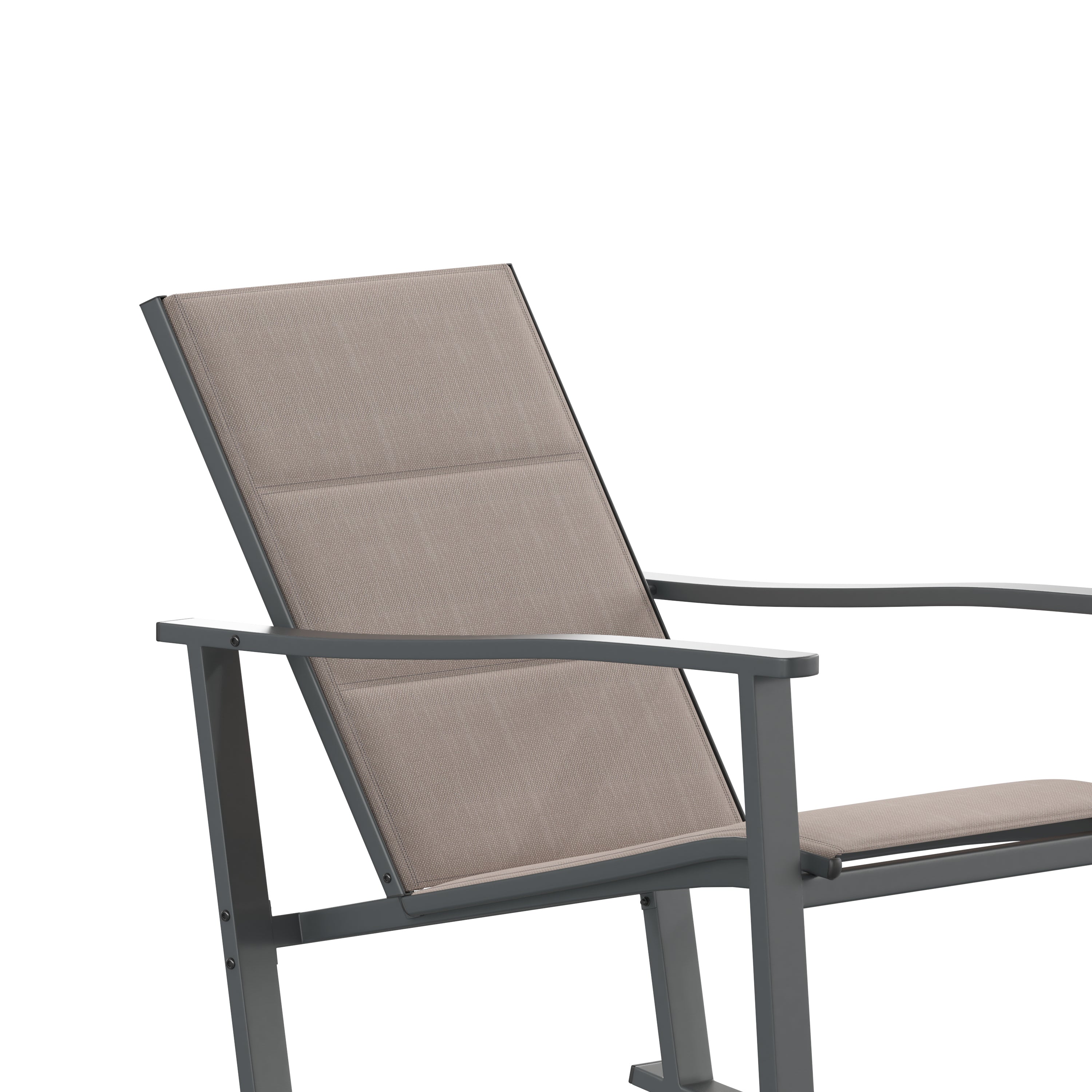 Brazos Set of 2 Brown Outdoor Rocking Chairs with Flex Comfort Material and Black Steel Frames