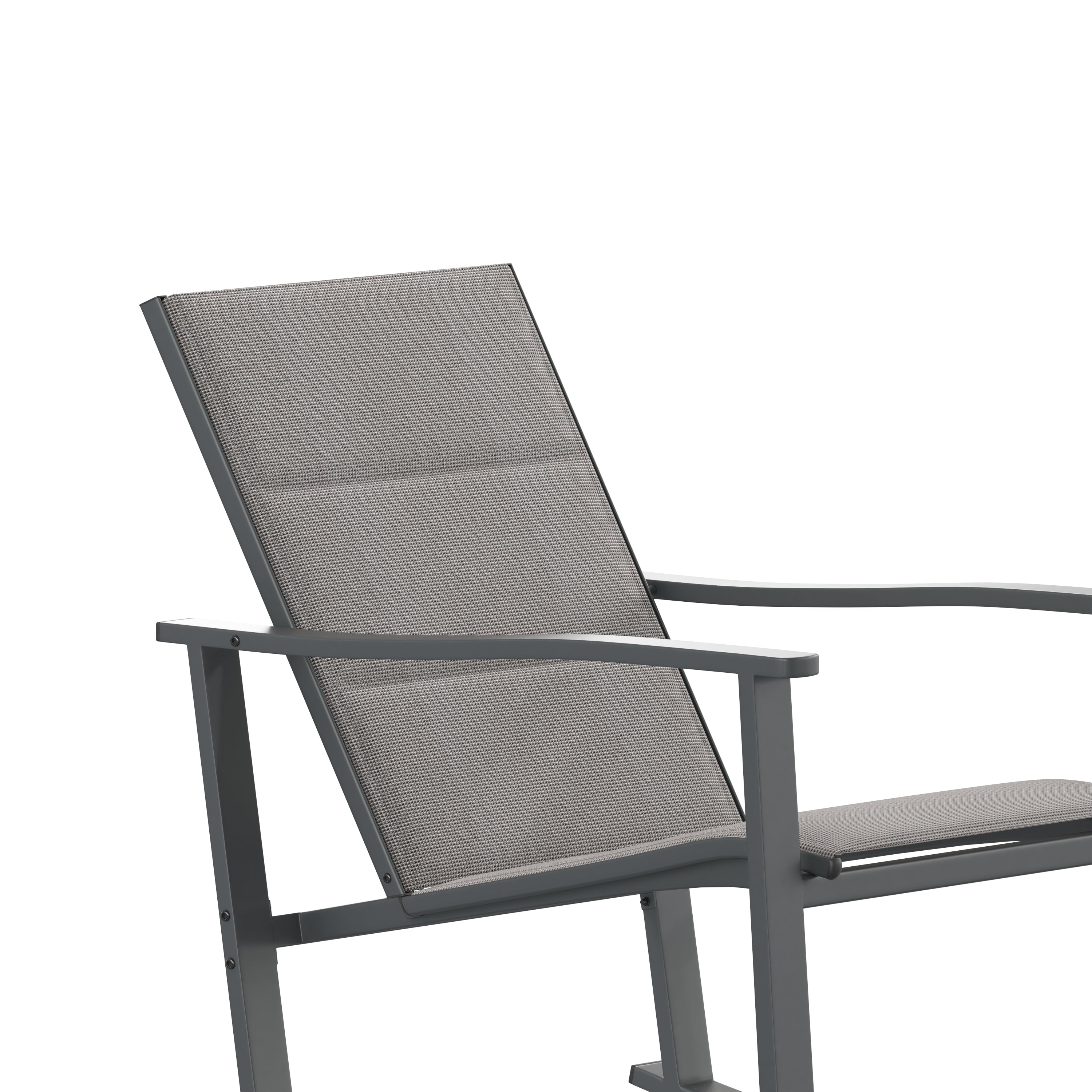 Brazos Set of 2 Gray Outdoor Rocking Chairs with Flex Comfort Material and Black Steel Frames