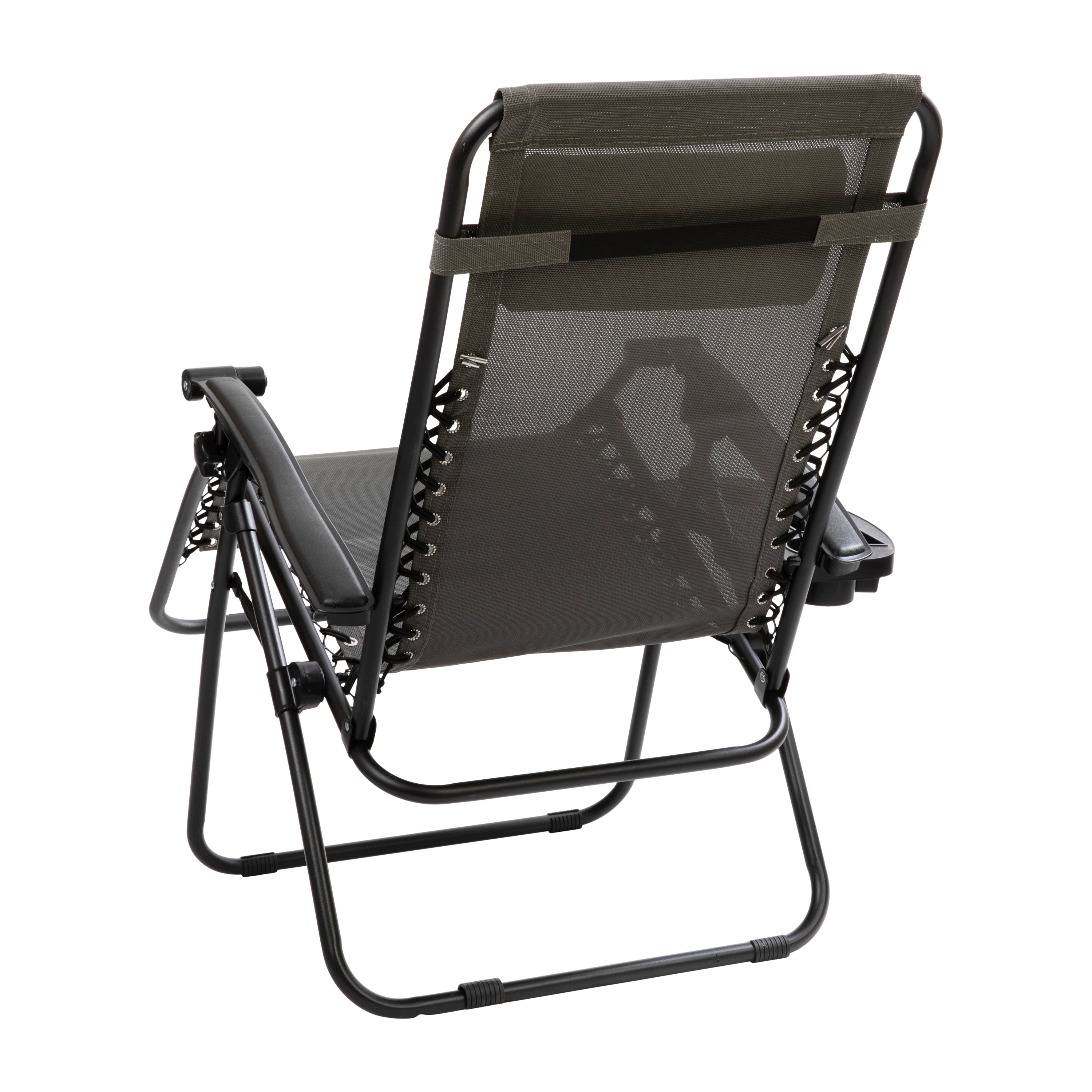 Celestial Adjustable Folding Mesh Zero Gravity Reclining Lounge Chair with Pillow and Cup Holder Tray in Gray, Set of 2