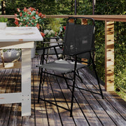 Set of 2 Mystic Folding Patio Sling Chairs, Outdoor Textilene Lawn Chairs with Armrests in Black