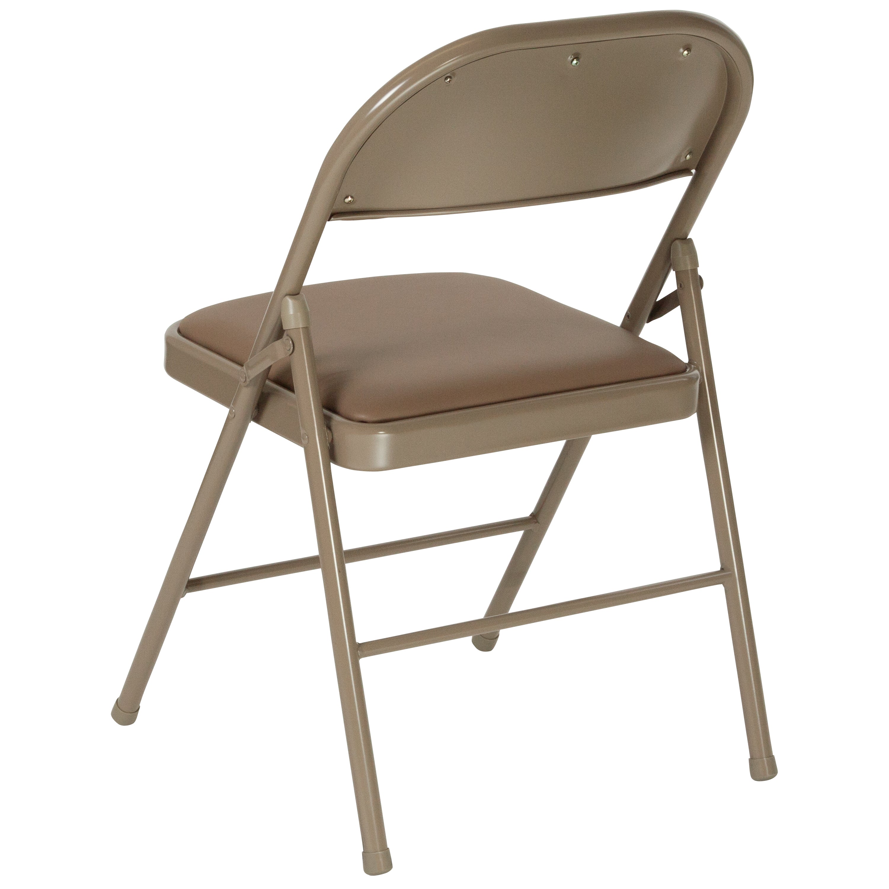 2 Pack HERCULES Series Double Braced Beige Vinyl Folding Chair