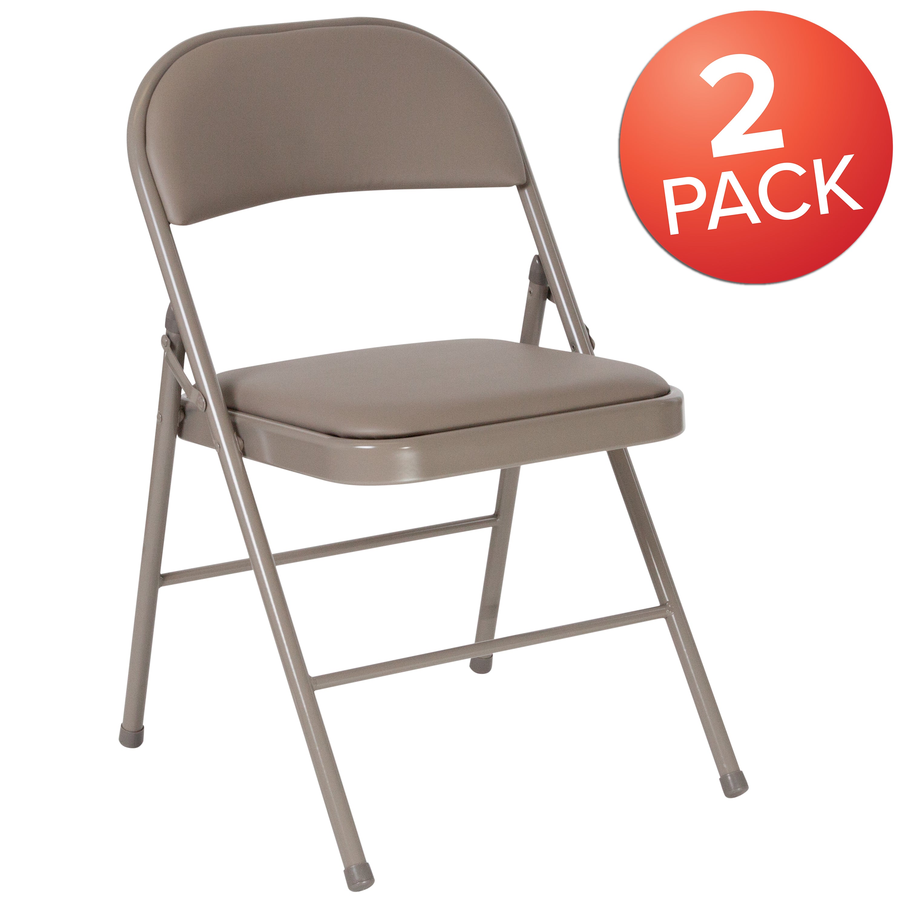 2 Pack HERCULES Series Double Braced Gray Vinyl Folding Chair