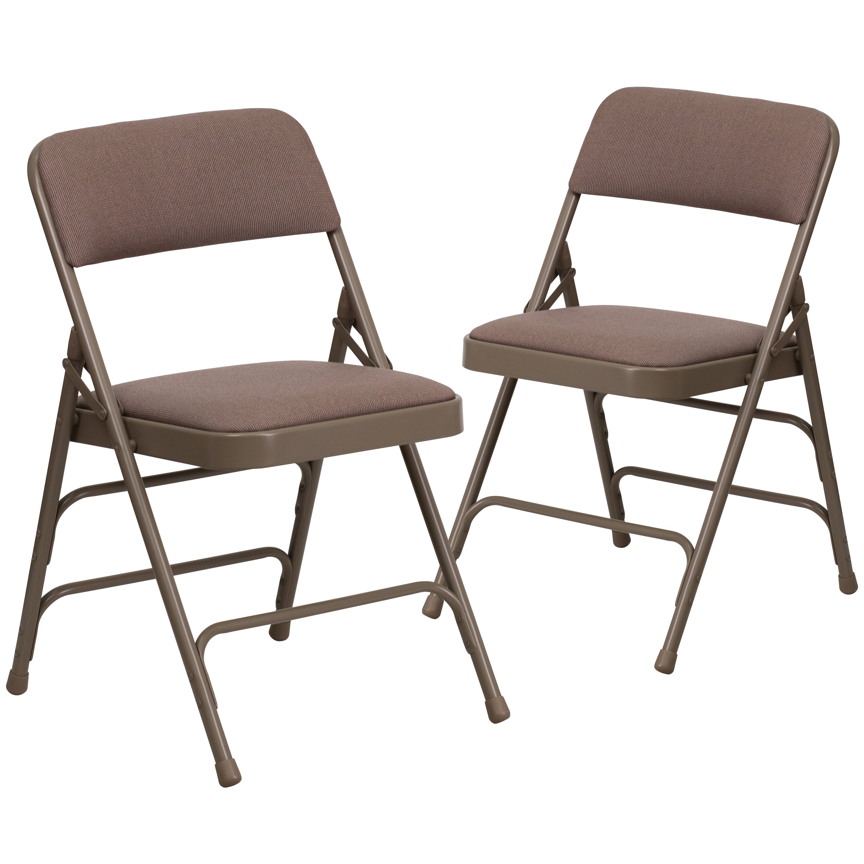 2 Pack HERCULES Series Curved Triple Braced & Double Hinged Beige Fabric Metal Folding Chair