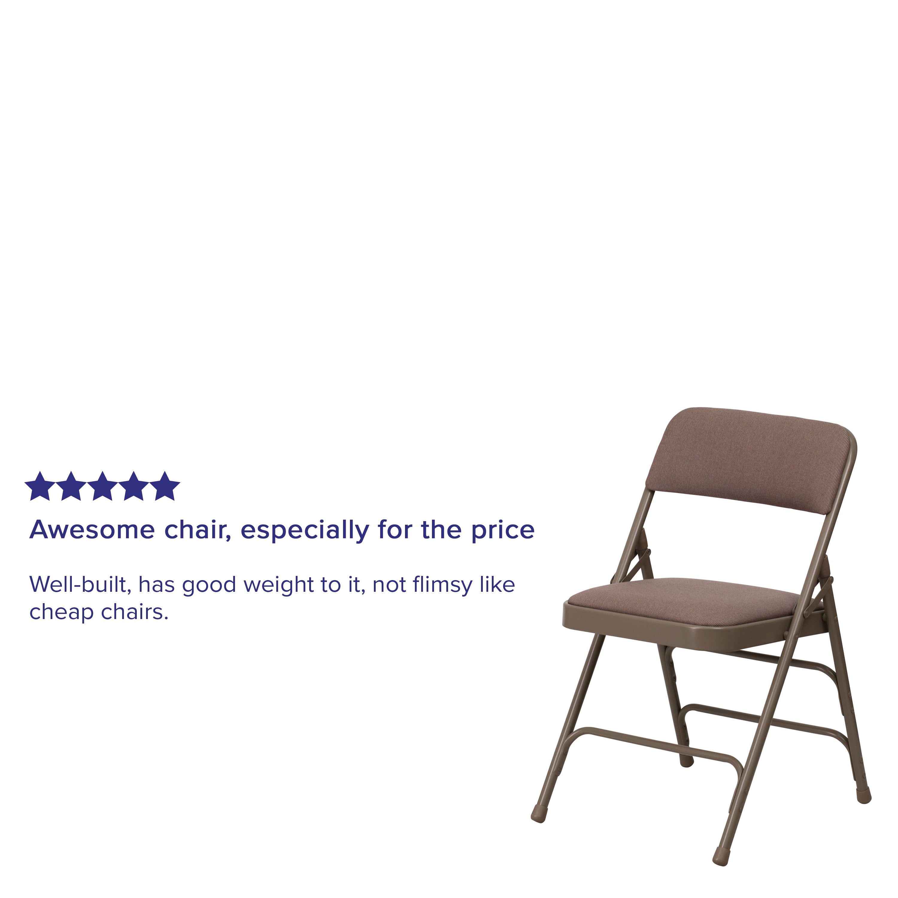 2 Pack HERCULES Series Curved Triple Braced & Double Hinged Beige Fabric Metal Folding Chair