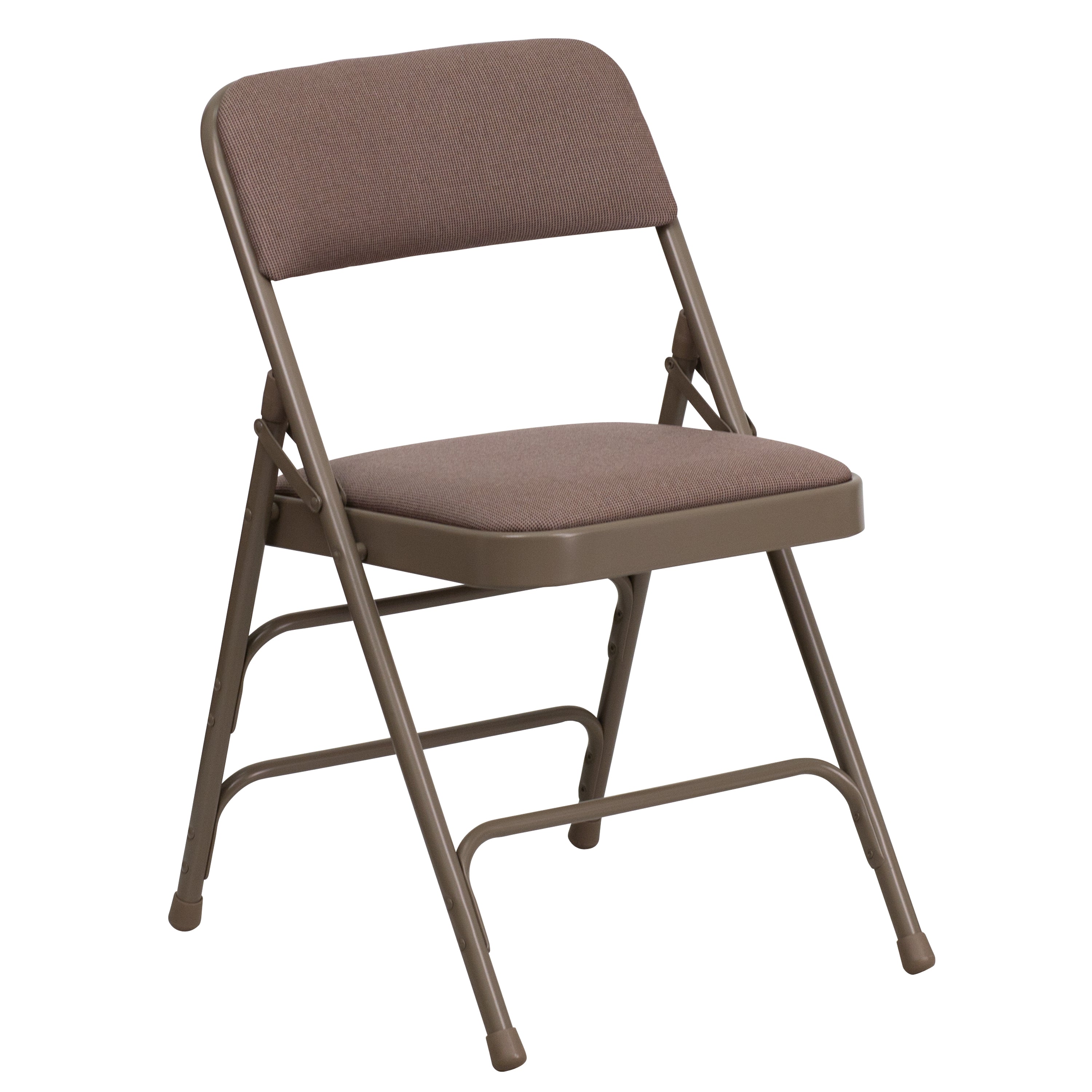 2 Pack HERCULES Series Curved Triple Braced & Double Hinged Beige Fabric Metal Folding Chair